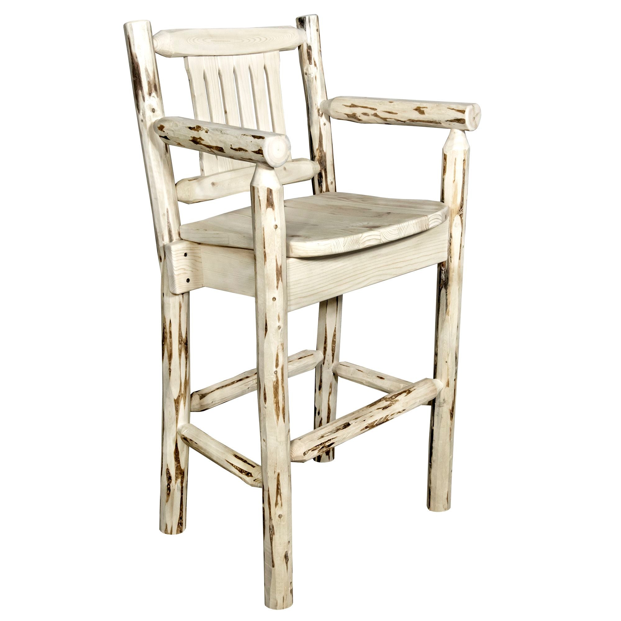 Montana Counter Height Captain's Barstool - Rustic Wood Bar Stool with Backrest for Kitchen Island, Breakfast Nook & Home Bar - Comfortable & Durable Dining Stool for Restaurants & Cafes