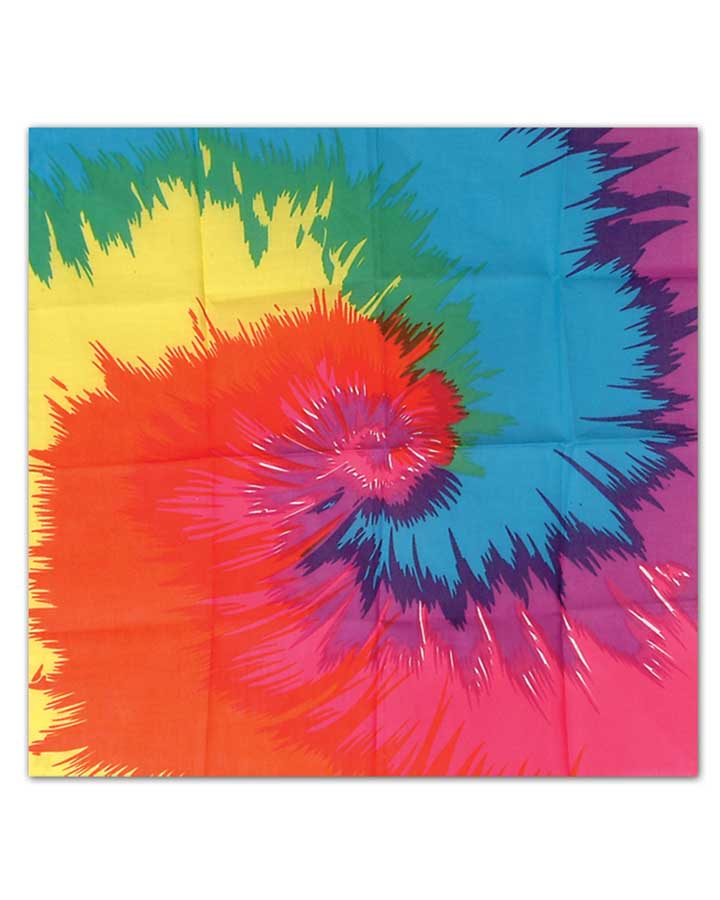 Vintage 60s Style Funky Tie Dye Bandana - Cotton Hippie Headscarf for Women & Men - Perfect for Music Festivals, Beach Days & Boho Fashion