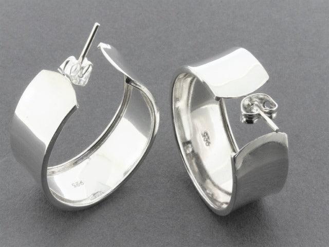 Sterling Silver Clean Concave Hoop Stud Earrings for Women - Perfect for Everyday Wear, Parties & Gifts