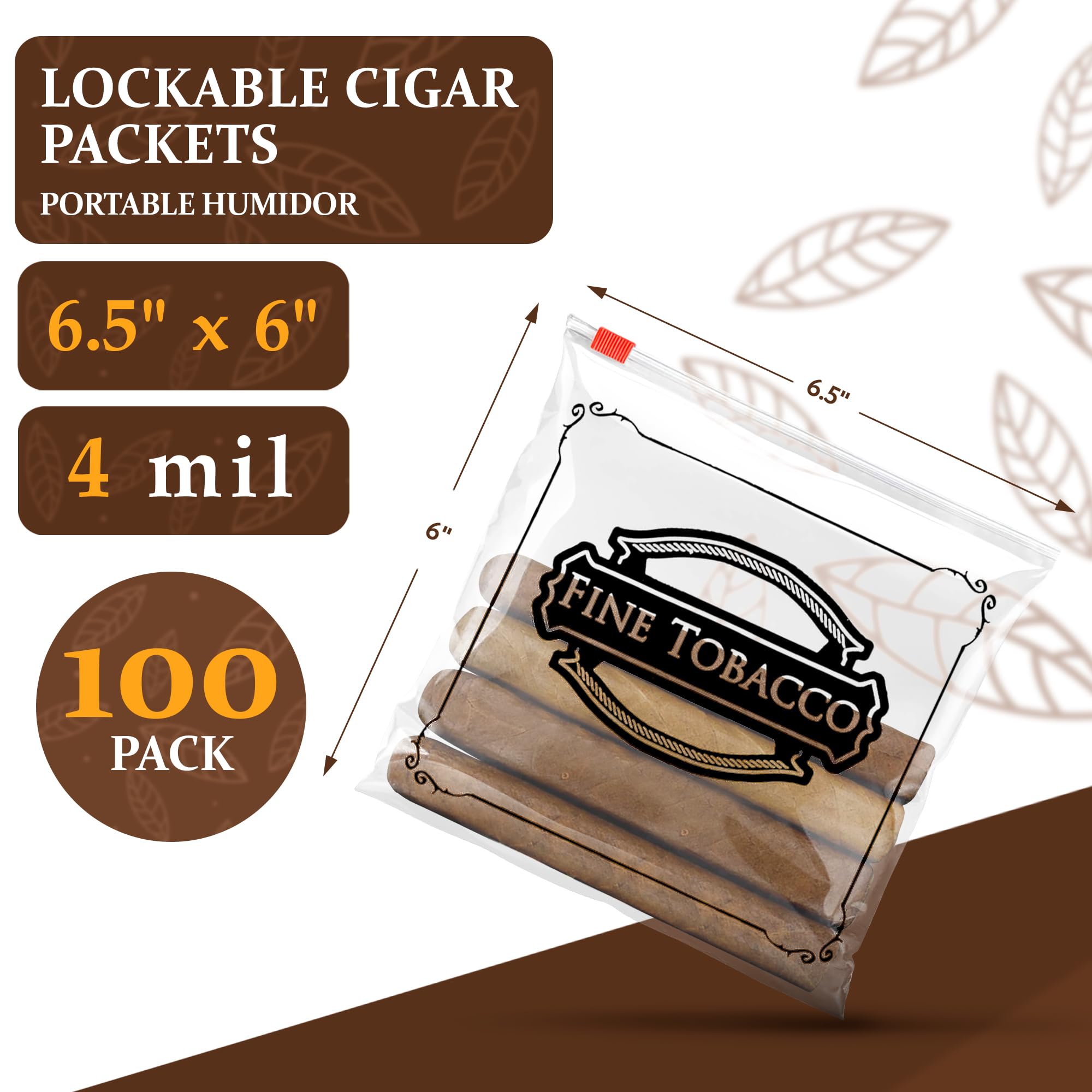 Premium Clear Plastic Cigar Bags with Slider Zipper - 6.5