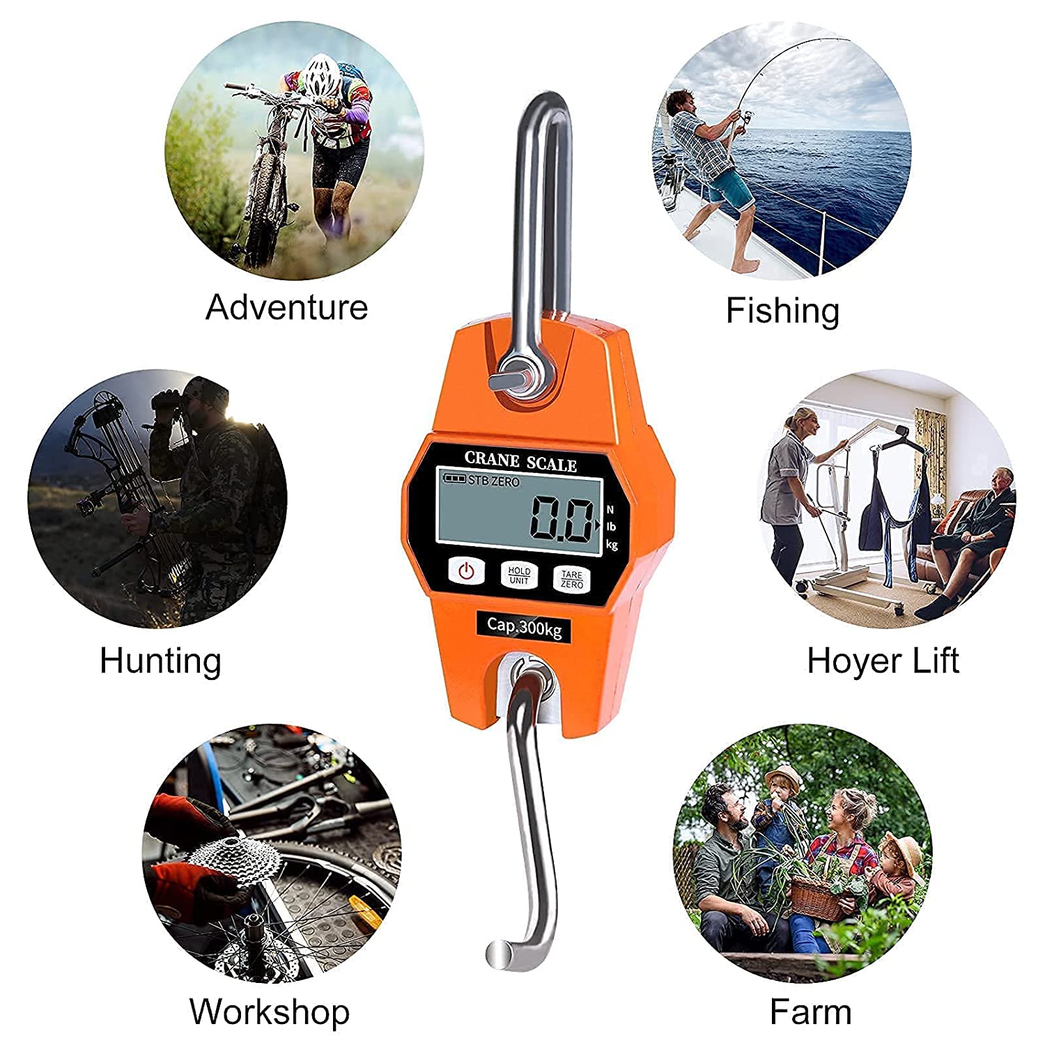 SellEton SL 931 Heavy Duty Portable Hanging Scale - 600lb/300kg Digital Industrial Crane Scale with 0.2lb/0.1kg Precision - Perfect for Warehouses, Shipping, Farming & Logistics