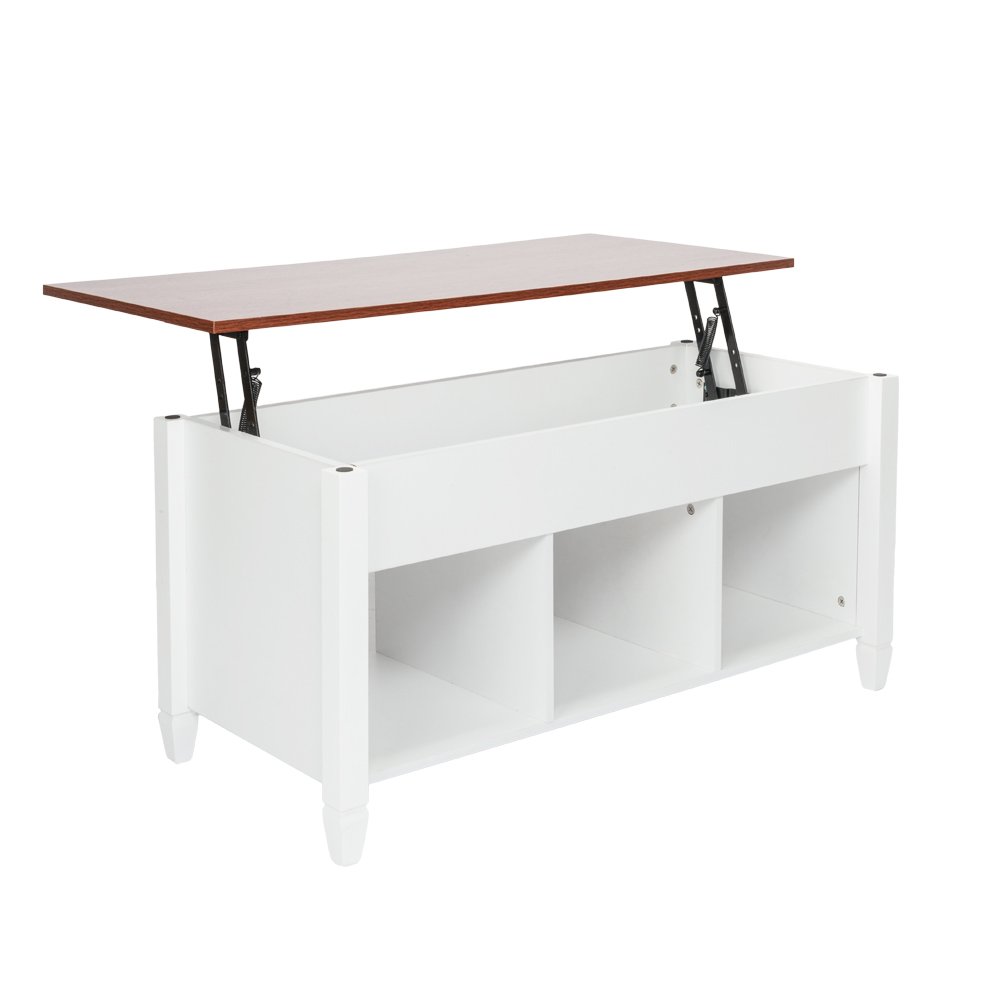 Modern Lift Top Coffee Table with Hidden Storage Compartment & Shelf - White Lift Tabletop for Living Room, Sofa, Home Office & Small Spaces - Convertible Storage Furniture for Books, Remote Controls & Decor