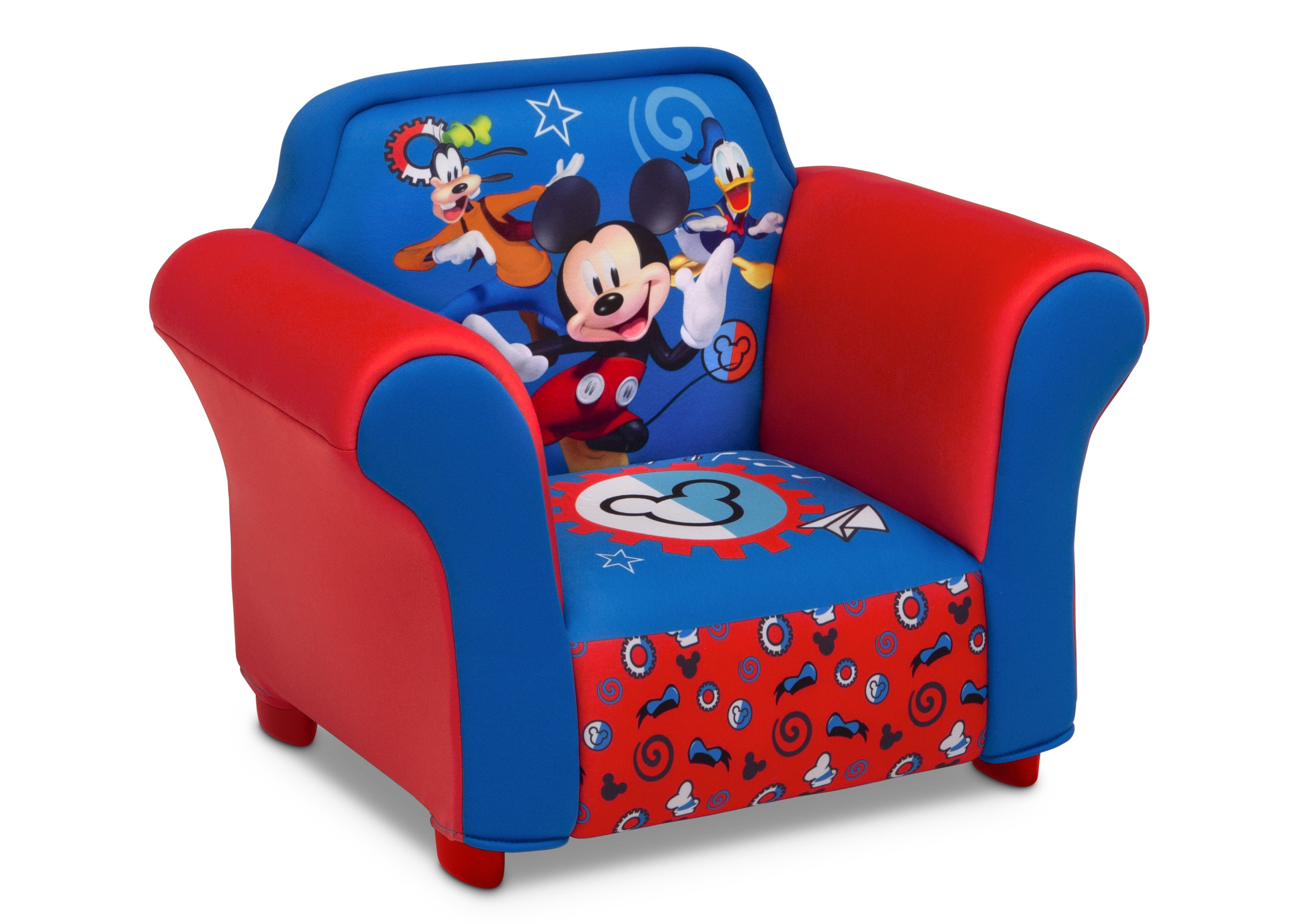 Mickey Mouse Kids Upholstered Chair with Sturdy Plastic Frame - Comfortable Disney Themed Seating for Bedroom, Playroom & Nursery Decor