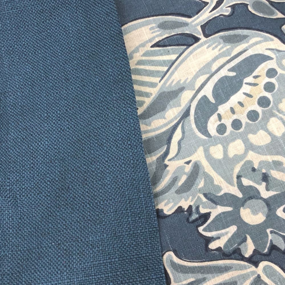 Kravet Lorton Blue White Damask Print Linen Pillow Cover - Decorative Throw Pillow Covers for Sofa, Bed & Home Decor - 18x18 Inch Square Cushion Case