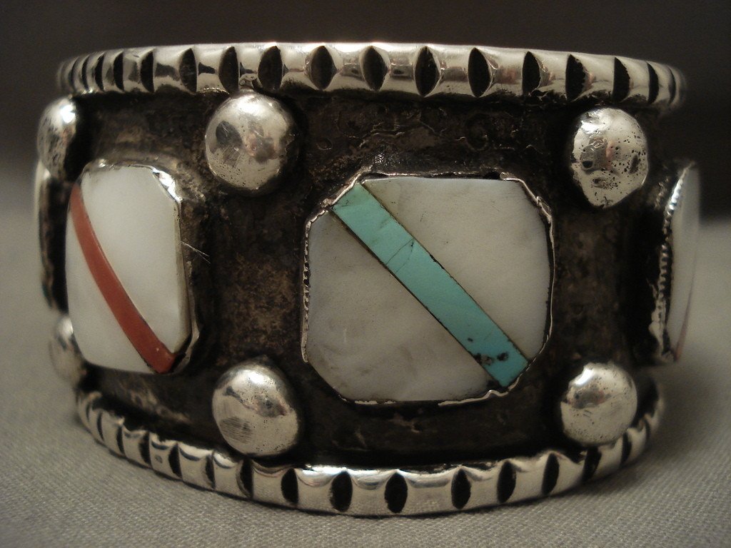 100 Gram 'Unique Oblique' Inlay Turquoise Native American Sterling Silver Bracelet - Handmade Southwest Jewelry for Women, Boho Chic Accessory for Festival & Everyday Wear