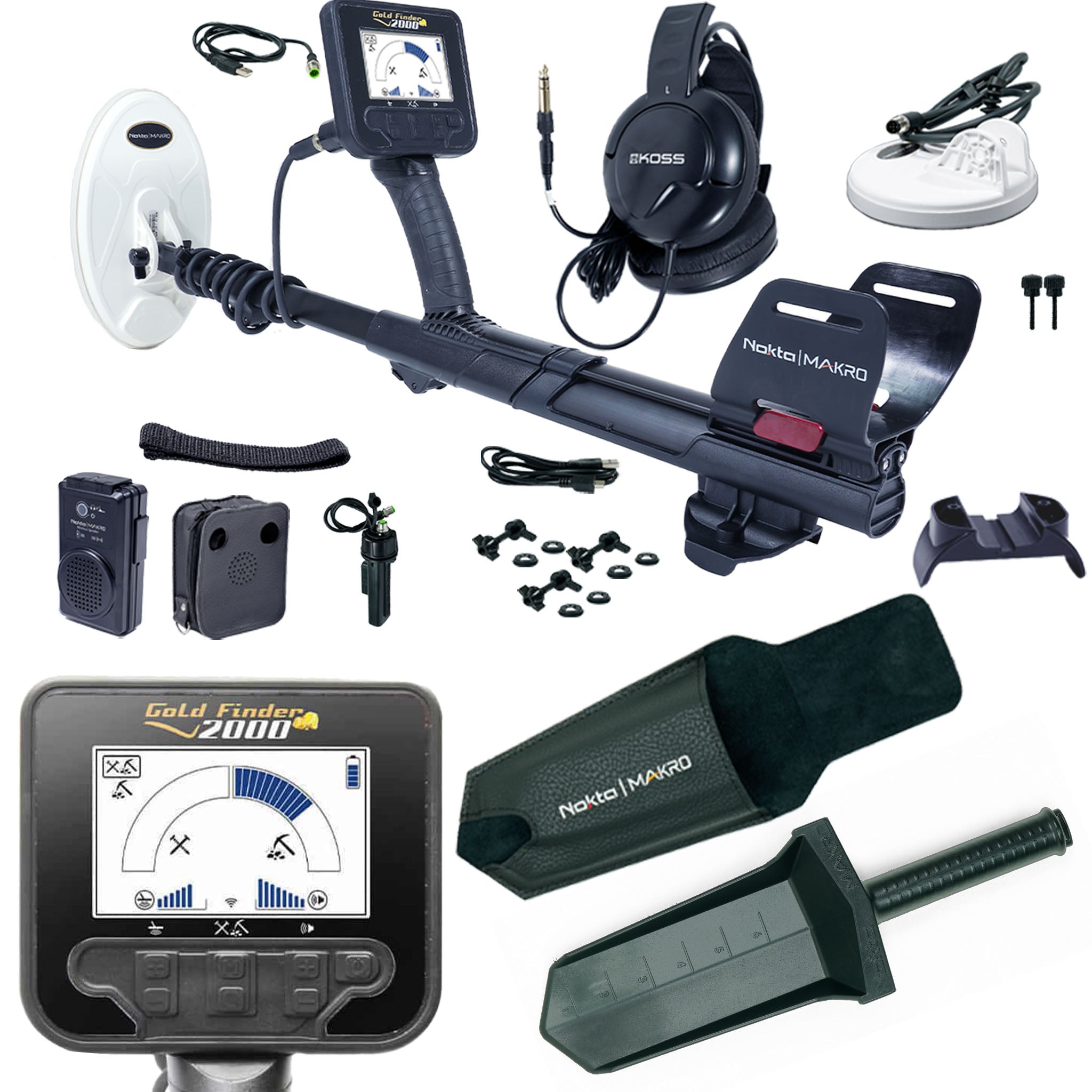 Nokta Gold Finder 2000 Professional Metal Detector Kit with Waterproof Coil & Headphones - Perfect for Treasure Hunting, Beach Metal Detecting & Gold Prospecting