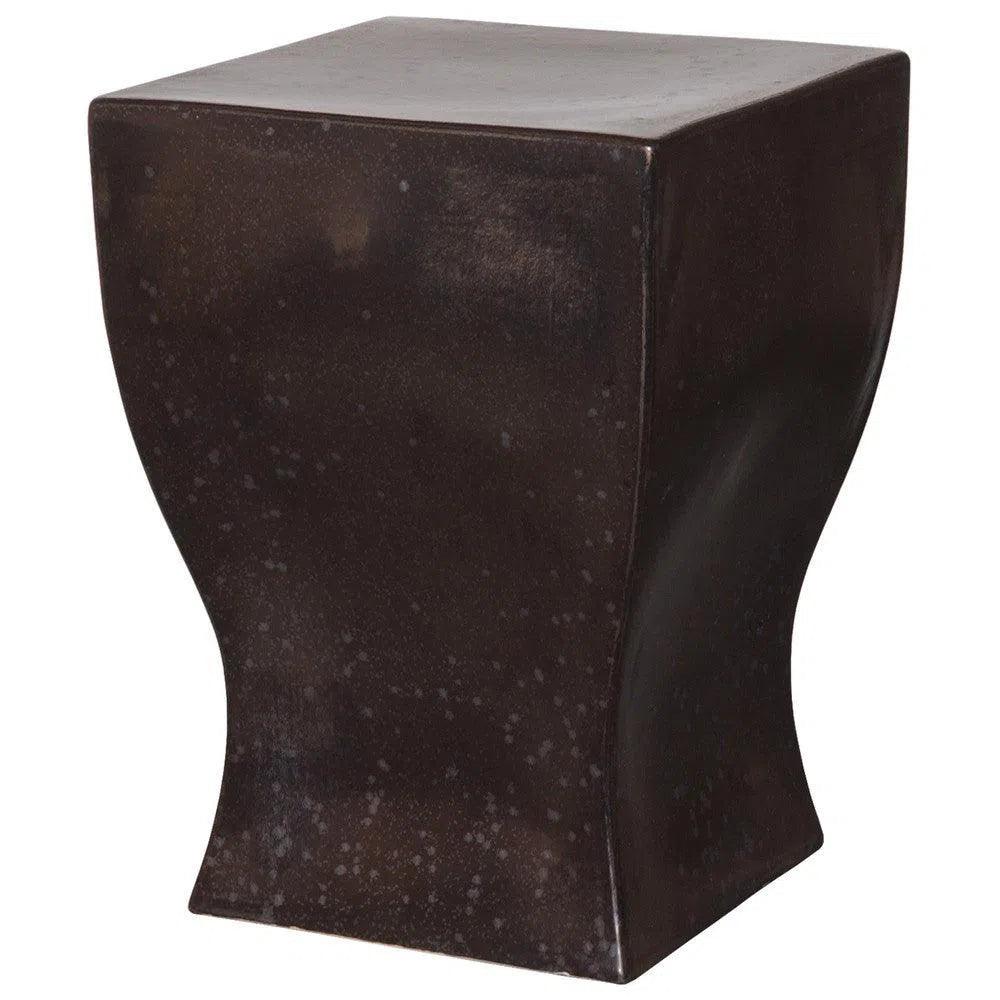 17.5 Inch Square Ceramic Garden Stool by Emissary - Outdoor Patio Decor, Side Table, Plant Stand for Garden, Porch & Balcony