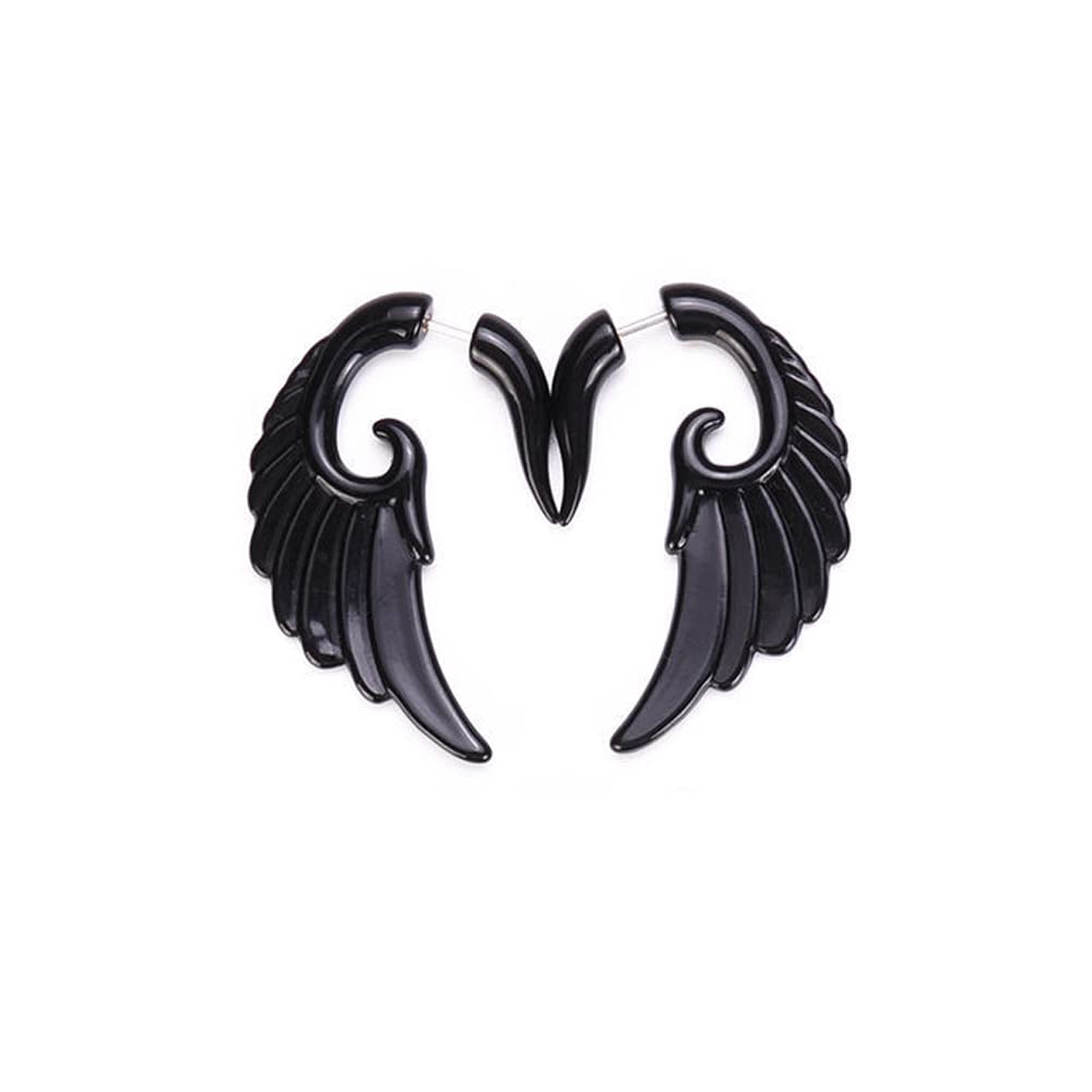 Punk Acrylic Spiral Ear Tapers & Gothic Resin Snail Ear Plugs - Symmetrical Horn Stud Earrings for Women & Girls | Perfect for Gothic Fashion, Concerts, and Alternative Style Jewelry Collections