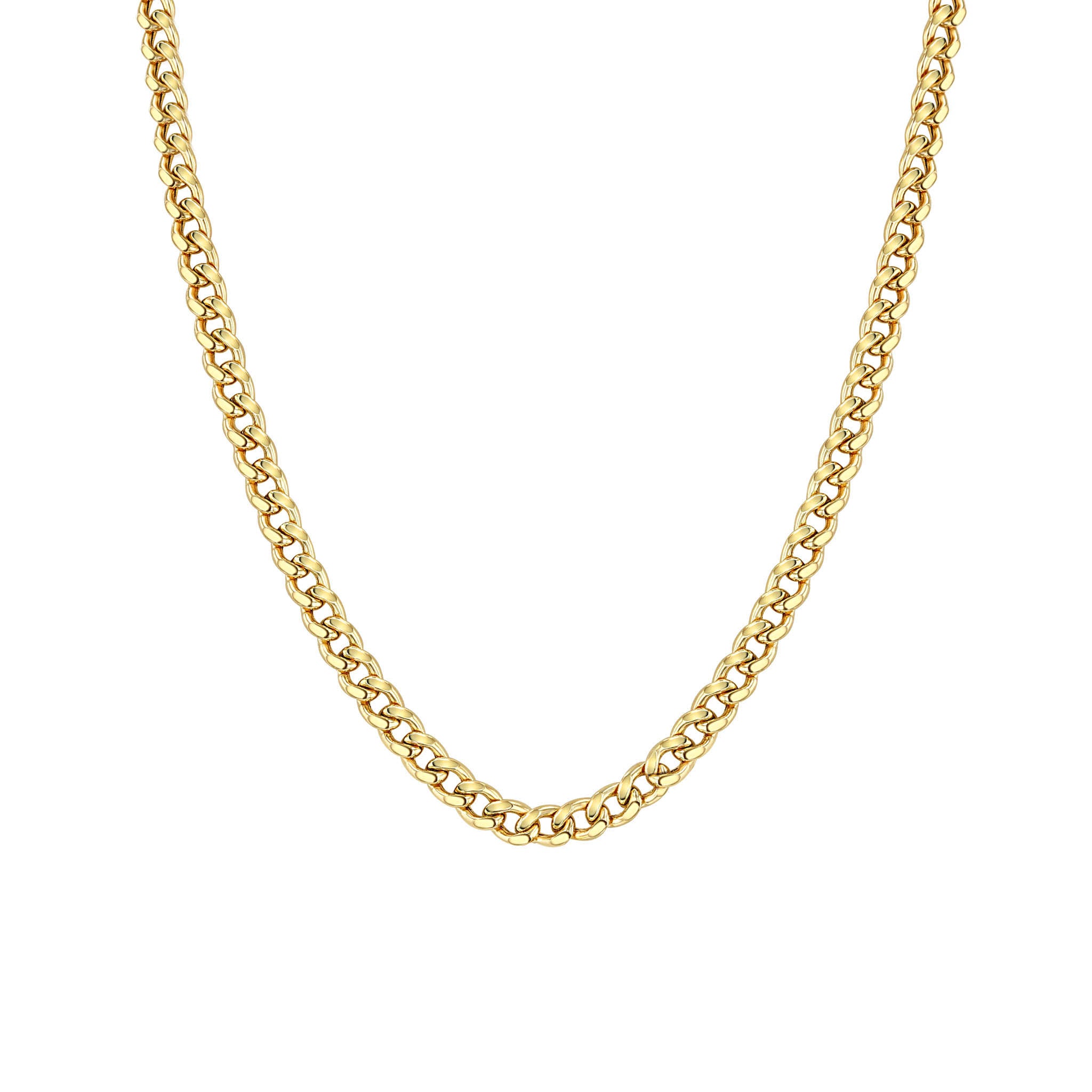 14K Gold Medium Curb Chain Necklace for Women - Durable 14 Karat Gold Cuban Link Necklace - Perfect for Everyday Wear, Layering & Gift Giving