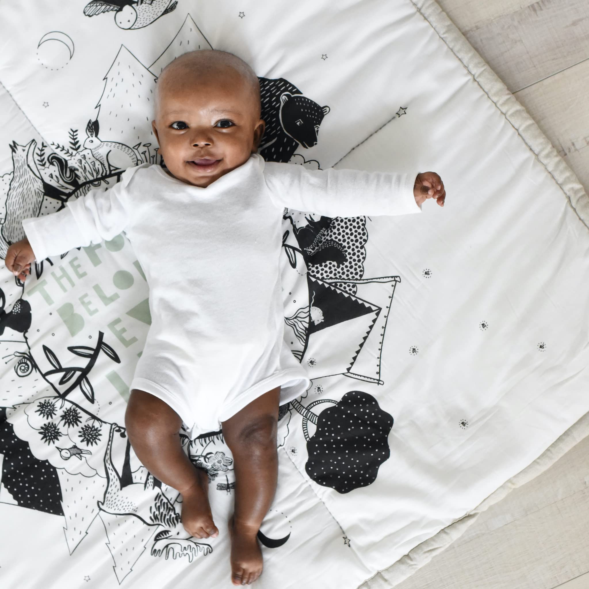 Wee Gallery Forest Playmat for Babies - Reversible Large Washable Organic Floor Mat for Newborns & Infants | High Contrast Animal Design for Tummy Time, Sensory Play & Early Development | Perfect for Nursery, Daycare & Travel Use