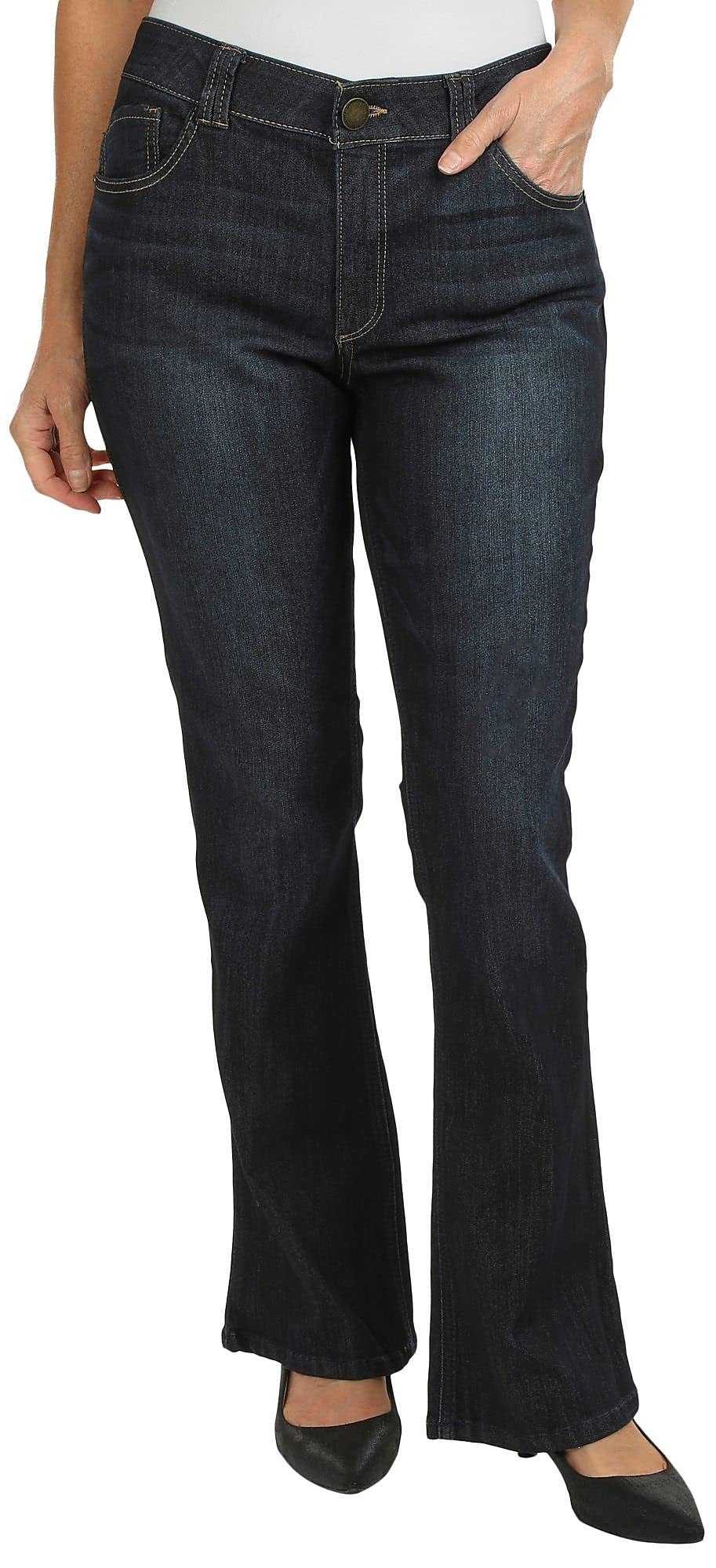 Democracy Women's 32-Inch Ab-Tec Flare Leg Jeans - Size 12 Dark Wash | Comfortable Stretch Denim for Casual Wear & Everyday Style