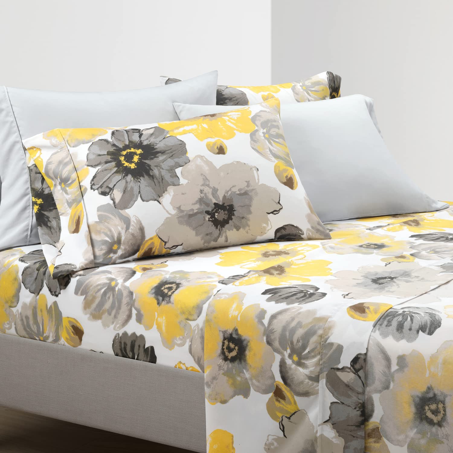 Lush Decor Floral Queen Sheet Set - Soft Watercolor Flowers for Cozy Bedroom