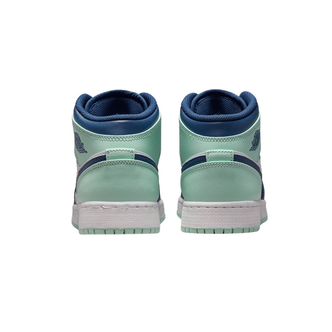 Air Jordan 1 Mid GS Sneakers - Mystic Navy, Mint & White Colorway - Perfect for Basketball, Streetwear & Casual Fashion