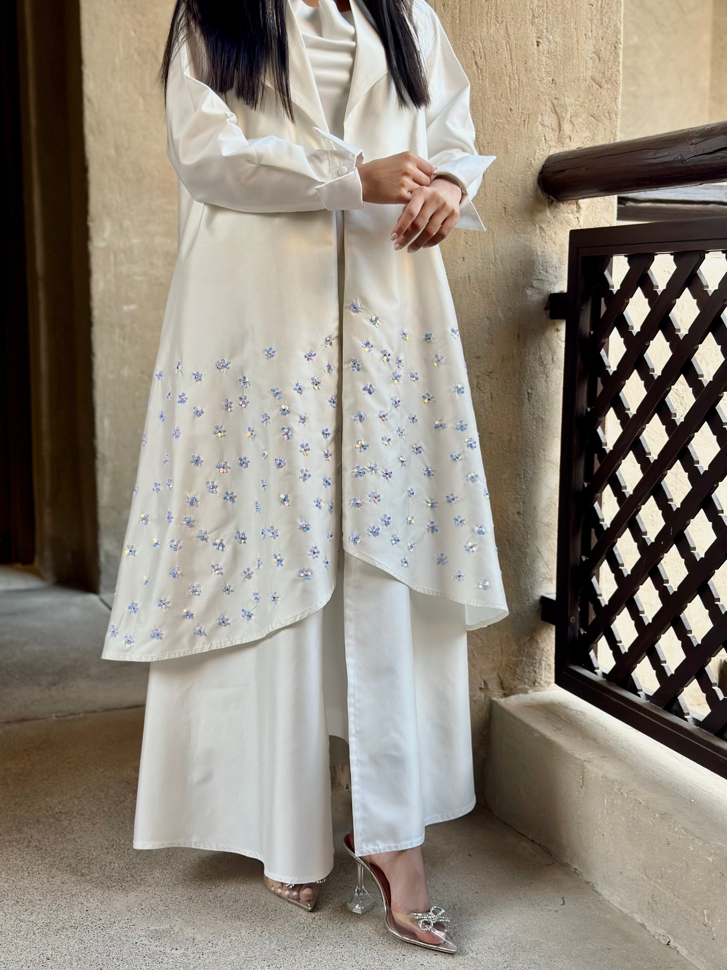 Luxury Off White Abaya #184 - Elegant Islamic Dress for Women - Perfect for Prayer, Weddings & Special Occasions