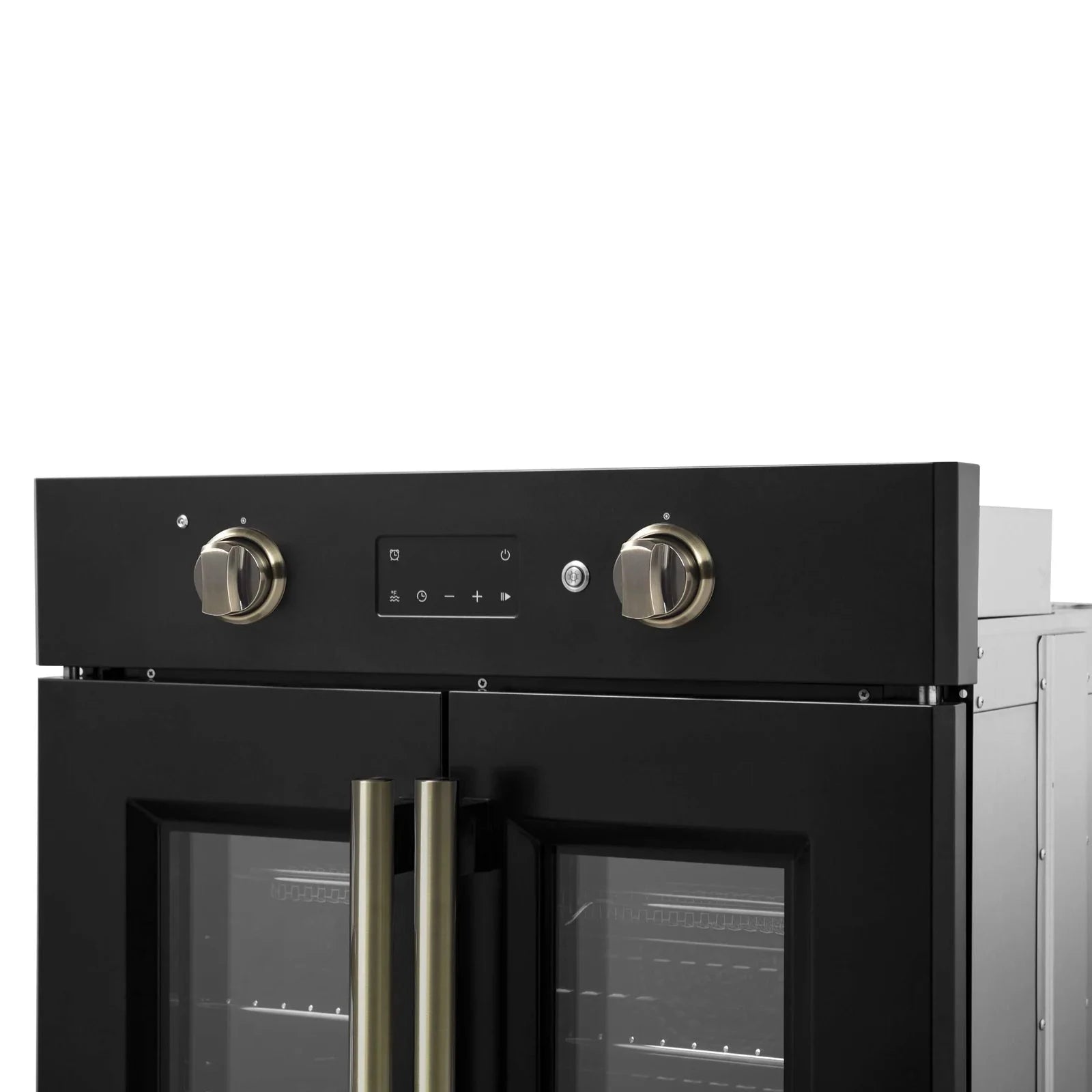 Forno Asti 30 Inch French Door Electric Wall Oven - Black with Antique Brass Trim, Built-in Convection Oven, Self-Cleaning, FBOEL1333 30BLK - Perfect for Modern Kitchens, Baking, Roasting & Entertaining