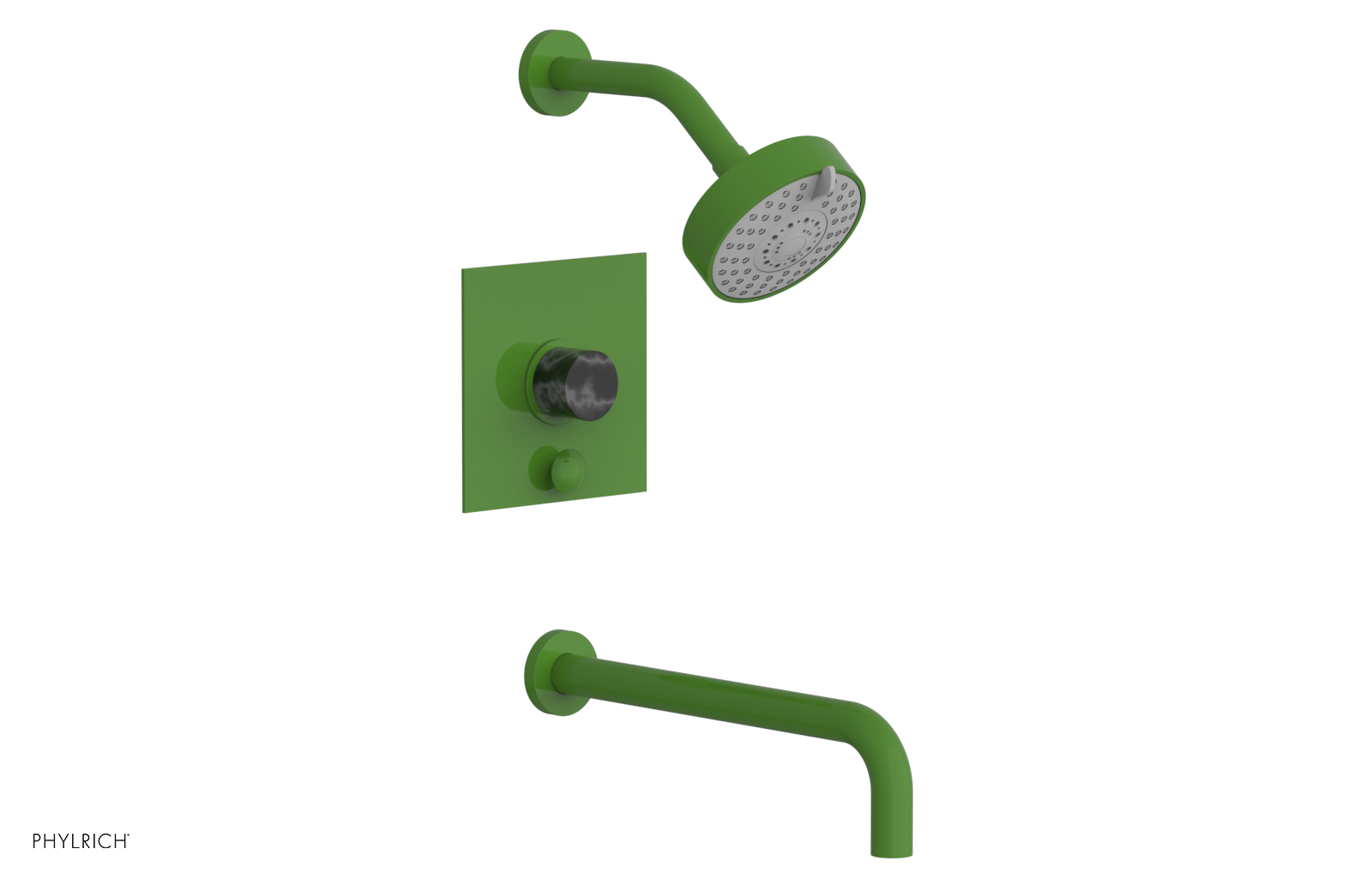 BASIC II 12 Pressure Balance Tub and Shower Set - Black Marble Finish (230S 28 12) | Perfect for Modern Bathroom Renovations & Spa-Like Showers