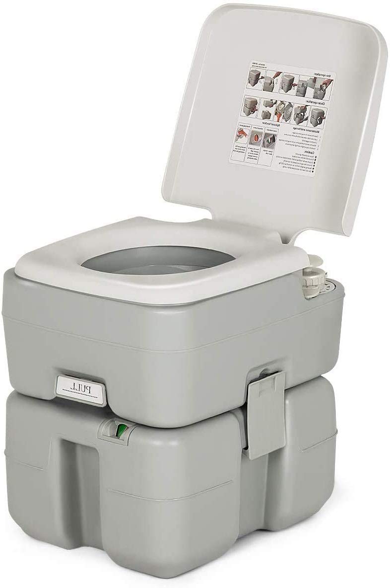 Portable Camping Toilet with Piston Pump Flush - Lightweight Outdoor Toilet for RV, Boating, Hiking & Emergency Use | Compact Travel Toilet for Campers, Road Trips & Off-Grid Adventures