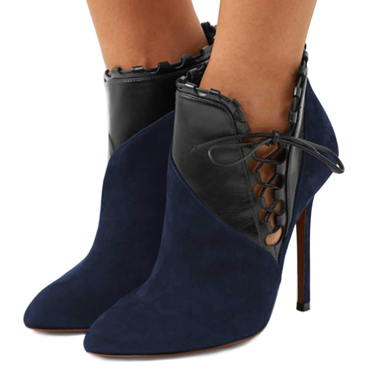 FSJ Women's Fashion Closed Toe Ankle Boots - Lace Up Bowknot High Heel Pumps Stilettos for Winter, Office & Wedding - Size 4-15 US - Perfect for Work, Parties & Special Occasions