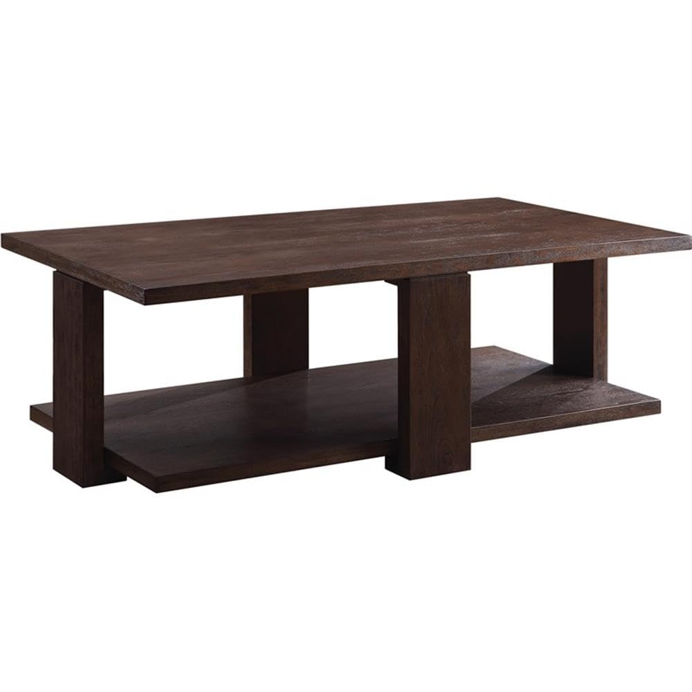 Acme Niamey Rectangular Cherry Wood Coffee Table with Lower Shelf - Perfect for Living Room, Lounge & Home Decor
