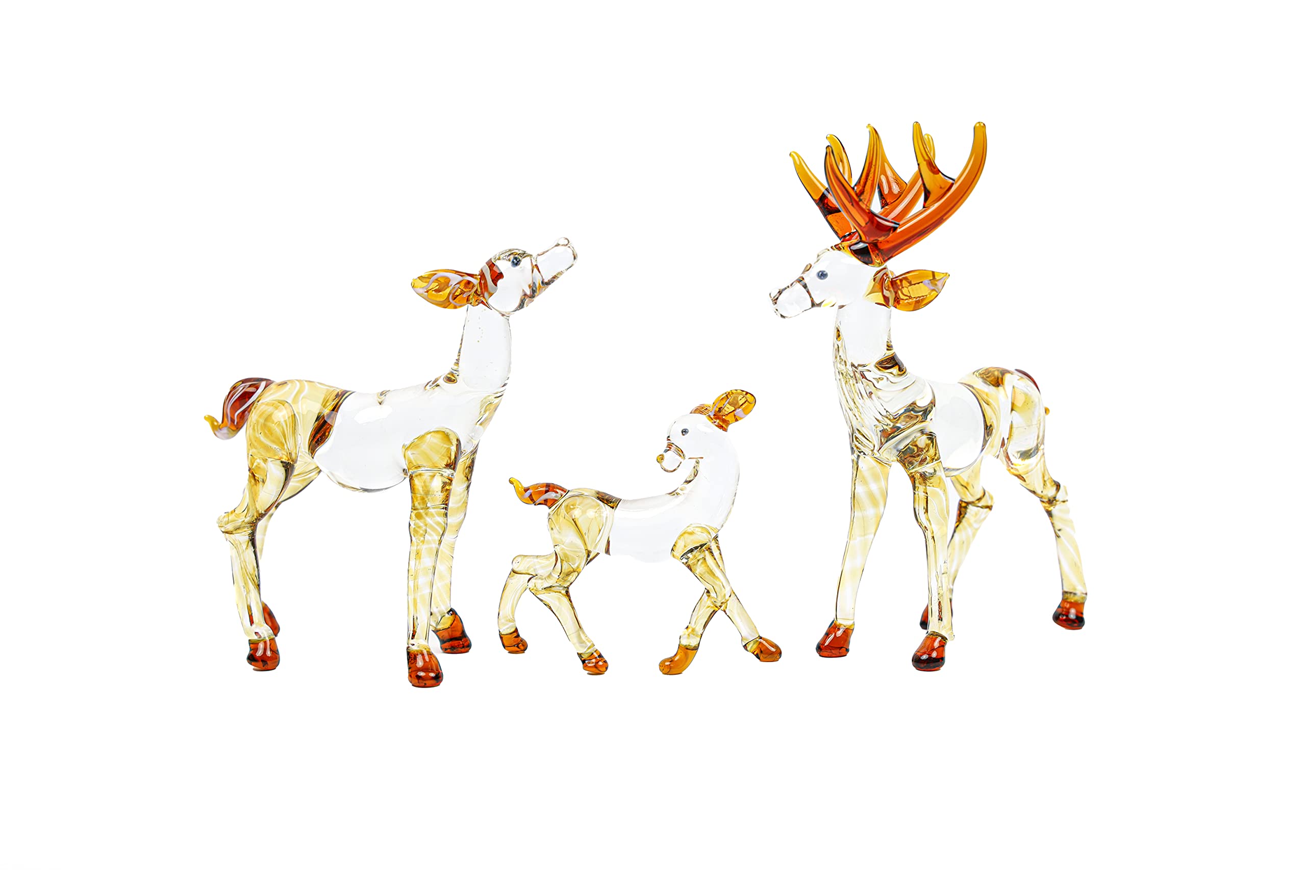 I-DO-CARE Deer Family Set of 3 - Mother, Father & Baby Deer Figurines, Plastic Woodland Nursery Decor for Baby Shower, Birthday Party, Christmas & Home Decoration | Perfect for Nursery Room, Garden Display & Seasonal Decorating