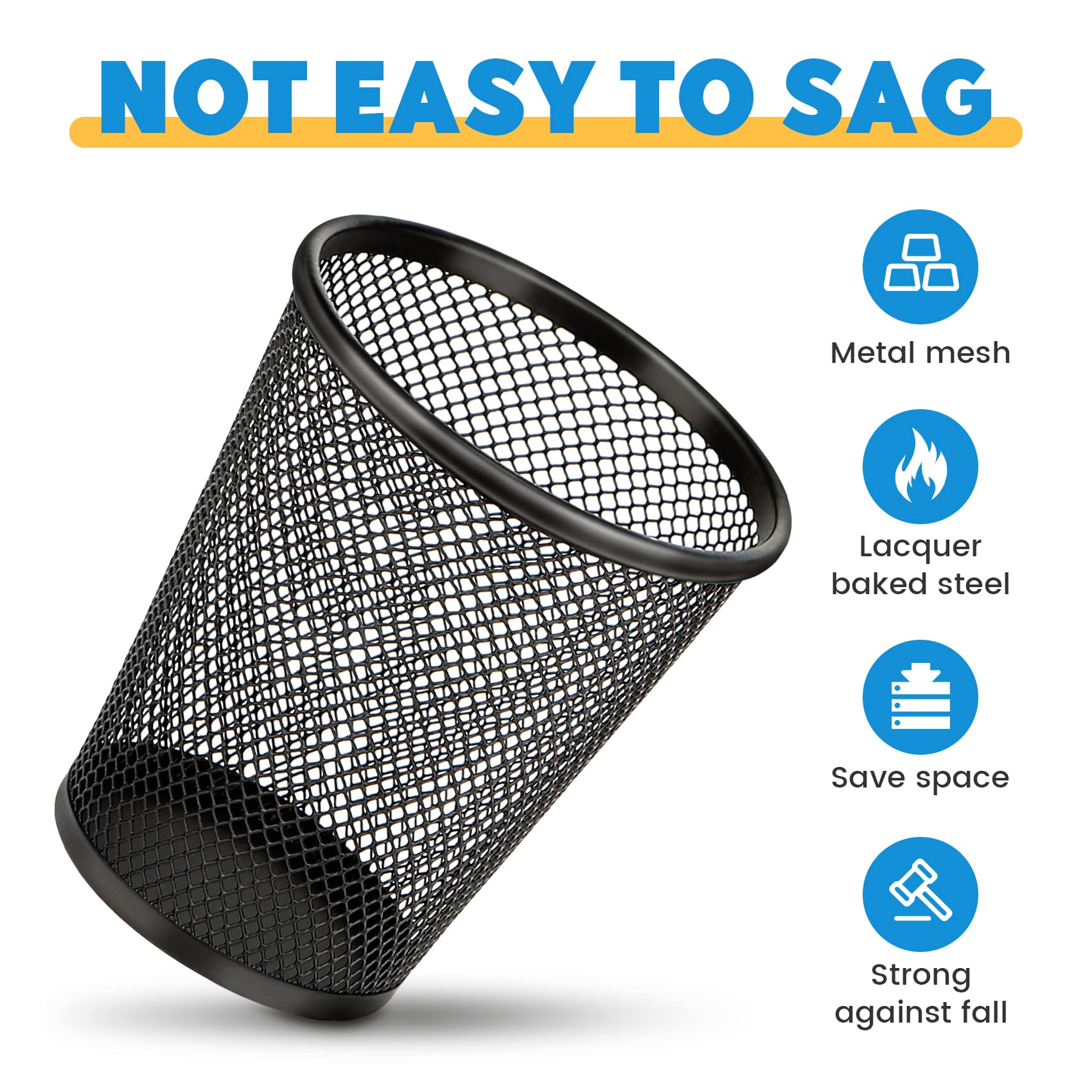 4 Pack Mesh Metal Pen Holder for Desk - Stylish Pencil Cup & Organizer for Office, School, or Home Workspace | Perfect for Organizing Pens, Markers, and Office Supplies