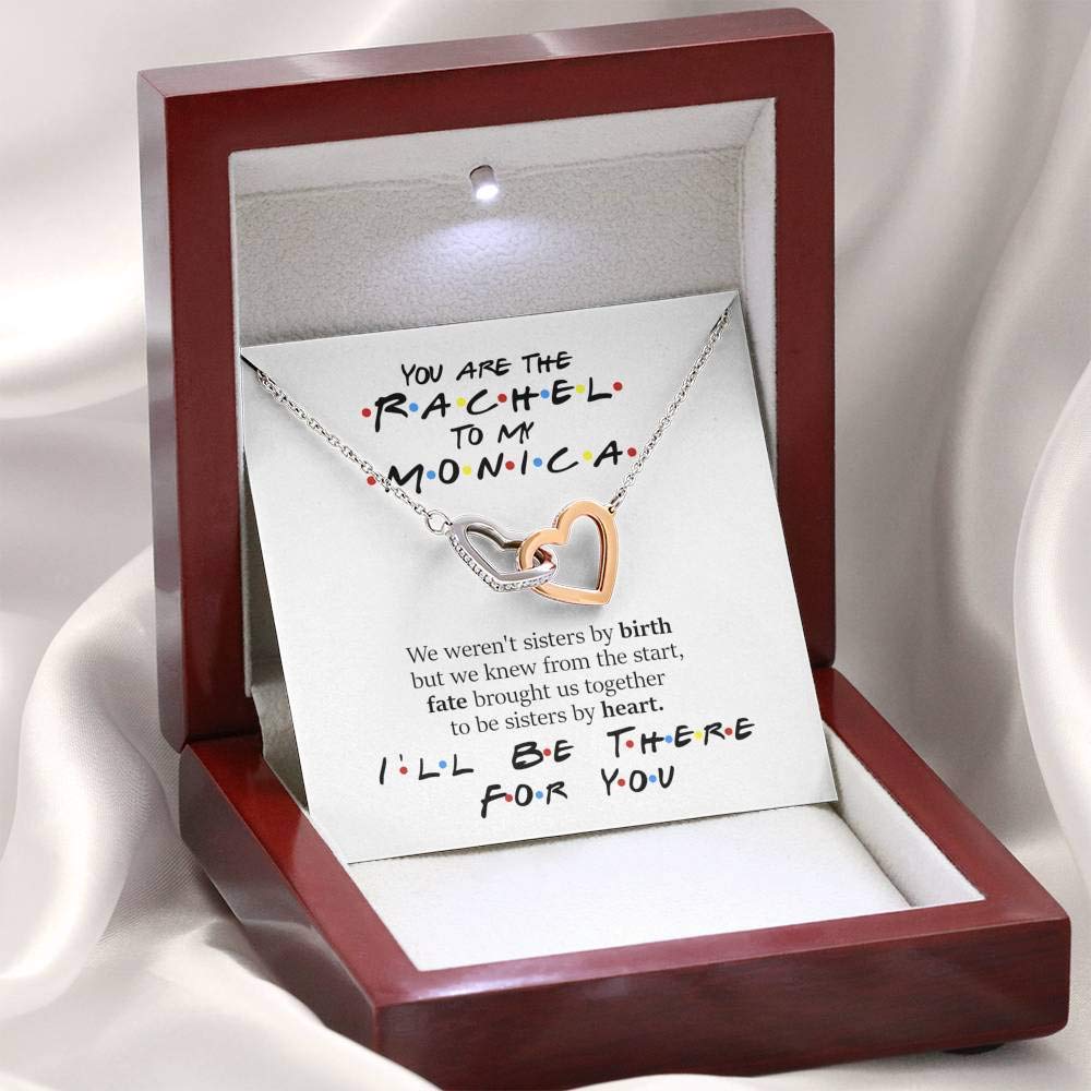 Best Friend Birthday Heart Necklace Gift Set - You're My Monica to My Rachel Soul Sister Jewelry with Message Card, Inspired by Friends TV Show Quotes - Perfect for Bestie Anniversaries, Galentine's Day & BFF Gifts
