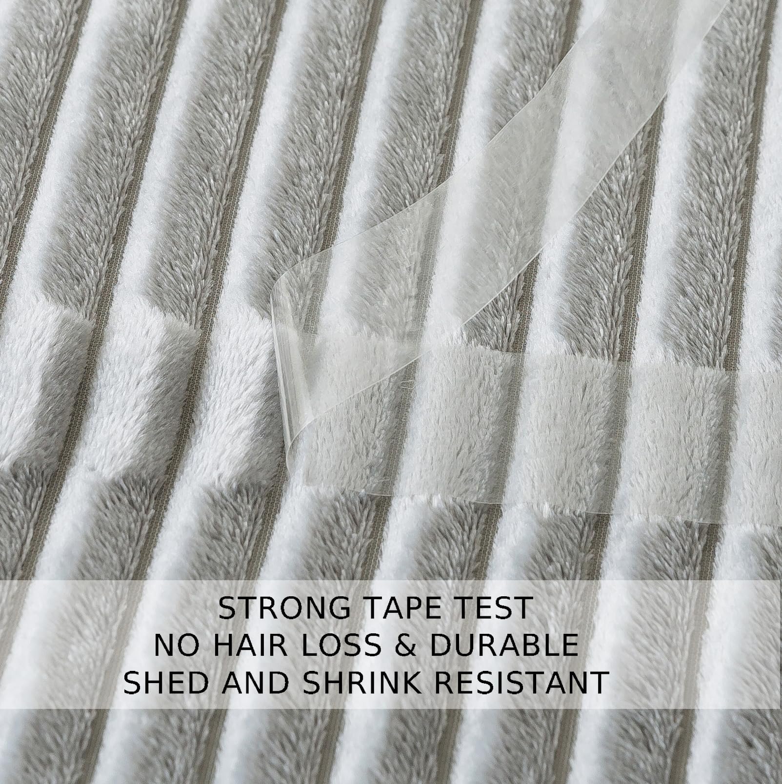 King Size Fluffy Fleece Blanket - Ultra Soft & Warm 90x108 Inches Striped Throw Blanket in Ash Grey for Bed, Couch & Winter Snuggling