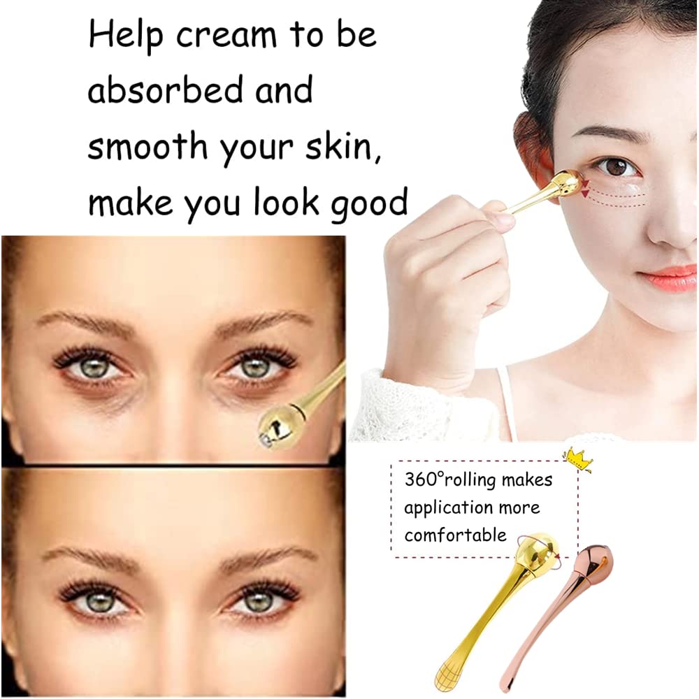 2 PCS Eye Cream Spoon & Beauty Eye Roller Massager - Anti-Wrinkle, Anti-Aging Dark Circle Treatment for Puffy Eyes - Facial Skin Care Tools for Relaxation & At-Home Spa