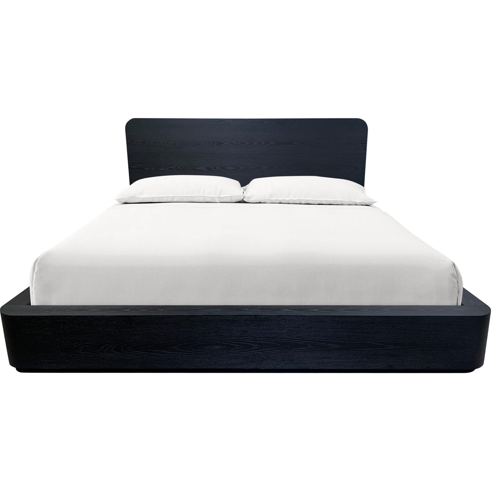 Elora Ash Wood Platform Bed Frame in Jet Black - Modern Minimalist Bedroom Furniture for Home Decor & Small Spaces