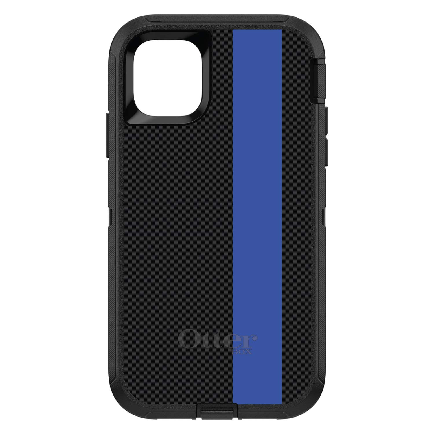 DistinctInk iPhone 11 Pro MAX Case (6.5 Inch) - Slim Protective Cover with Thin Blue Line & Carbon Fiber Design - Durable Replacement for OtterBox Defender - Perfect for Everyday Use, Work & Outdoor Activities