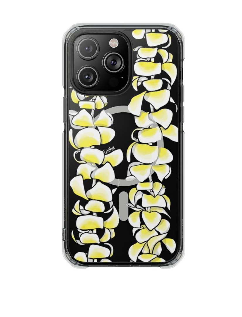 Hawaiian Plumeria Flower Lei Design Clear Phone Case - Durable Protective Cover for iPhone & Samsung - Perfect for Luau Parties, Beach Vacations & Summer Festivals