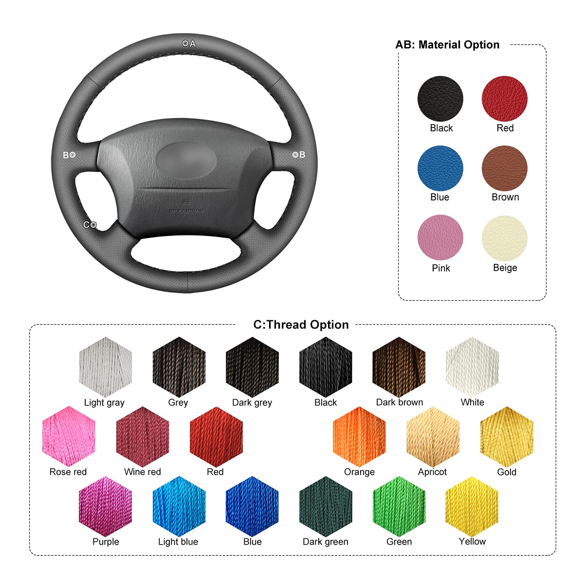 Premium MEWANT Microfiber Leather Steering Wheel Cover for Toyota Land Cruiser 1995-2002 - Non-Slip Grip, Easy Installation, Comfortable Driving Experience - Perfect for Off-Road Adventures & Daily Commutes