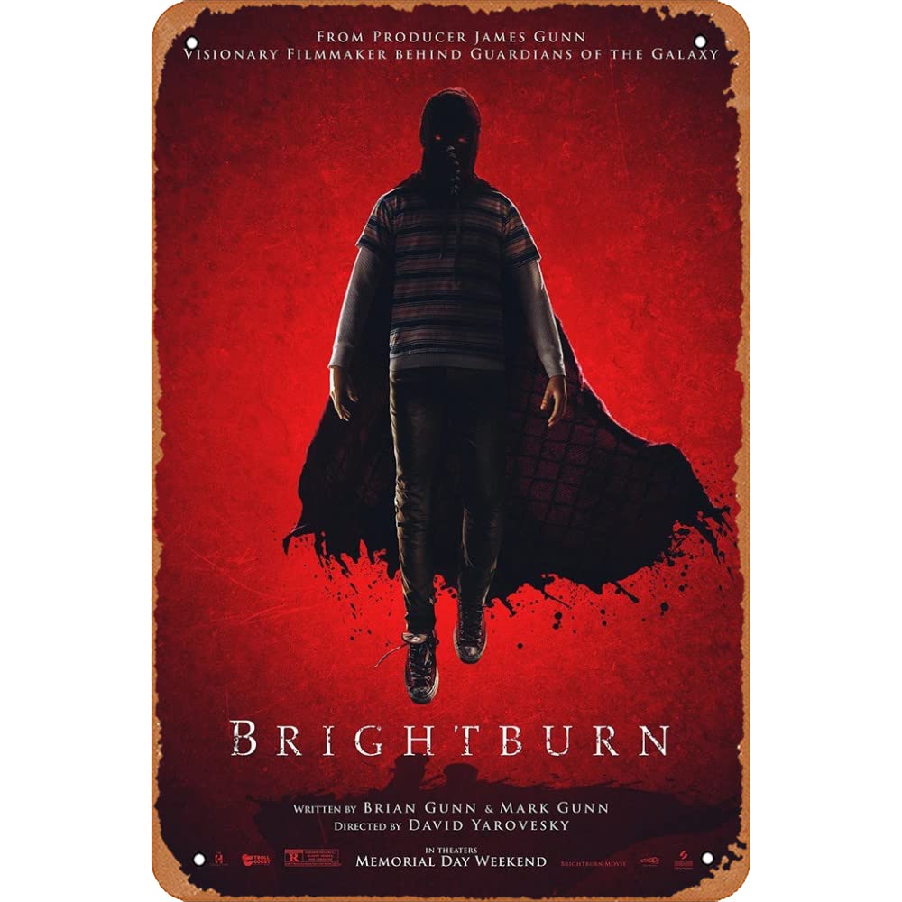 Brightburn Movie Poster - Vintage Tin Metal Sign 8x12 Inch - Retro Wall Art Decor for Home Theater, Man Cave, or Movie Room