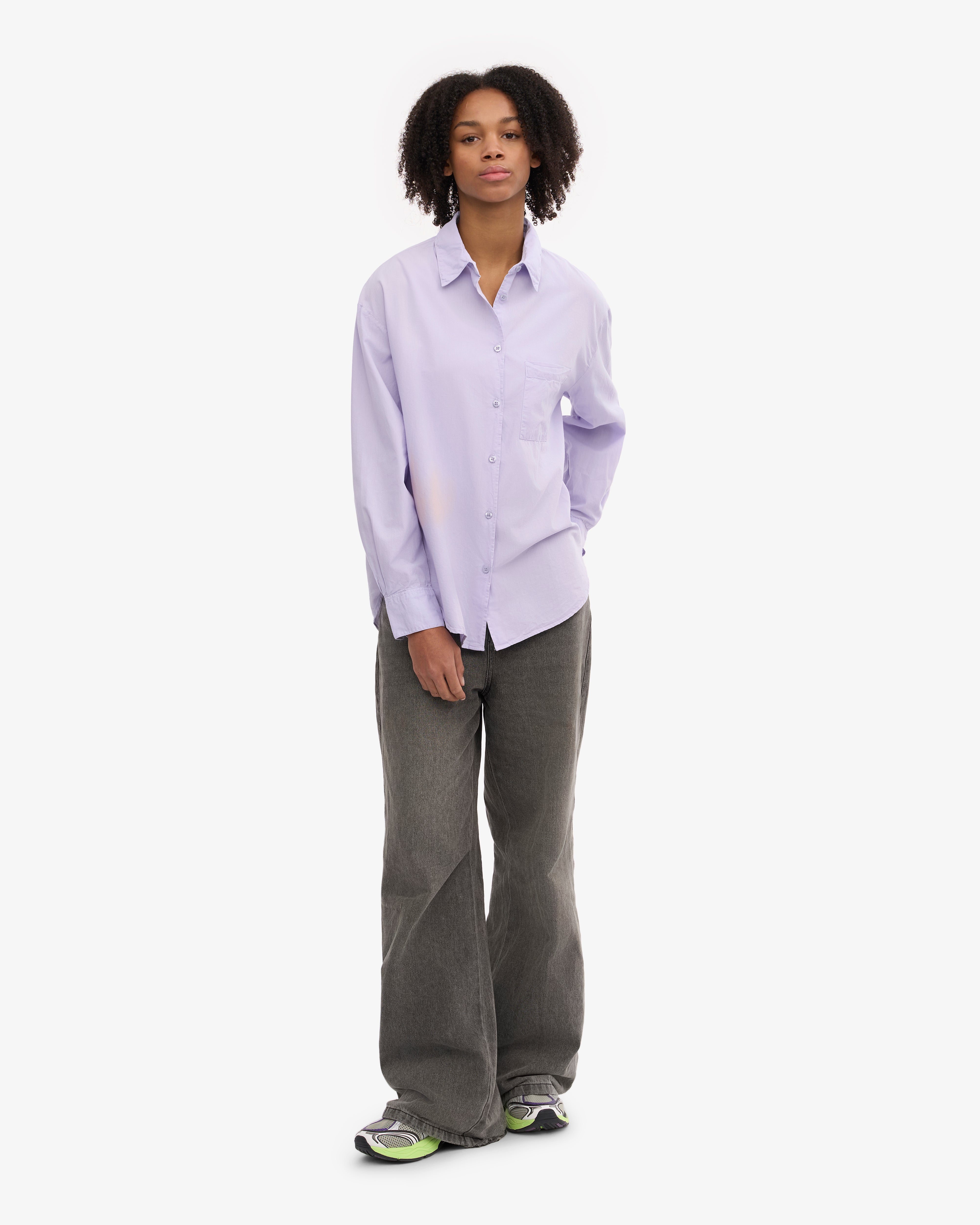 Organic Oversized Shirt for Women - Soft Lavender Cotton Loose Fit Tunic Top - Casual Wear, Lounge, Beach Cover-Up, Boho Style Outfit