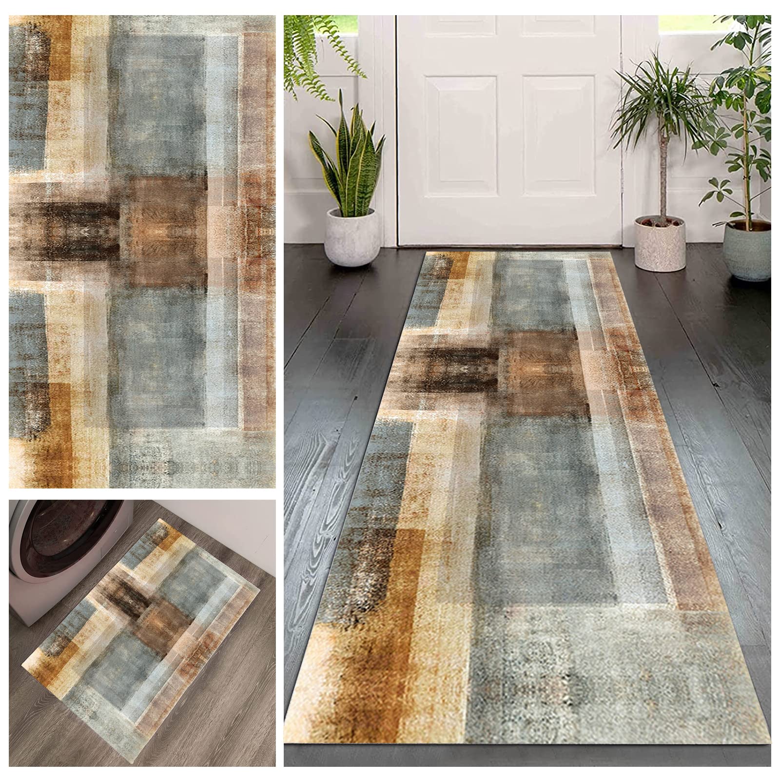 Runner Rug for Hallways & Kitchens - Machine Washable, Stain Resistant, Non-Shed Carpet - Perfect for Laundry Room, Living Room, Bathroom & Entryway - Durable & Stylish Home Decor for High Traffic Areas