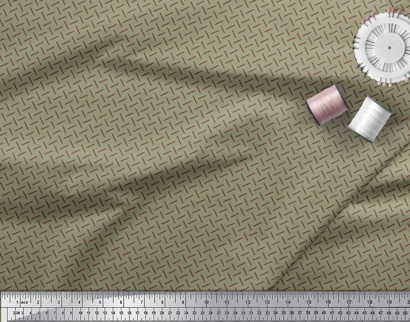 Soimoi Moss Georgette Brown Fabric by The Yard - 42 Inch Wide Diagonal Line Geometric Printed Textile for Fashion Design, DIY Crafts & Home Decor - Modern Pattern Fabric for Dresses, Curtains & Sewing Projects