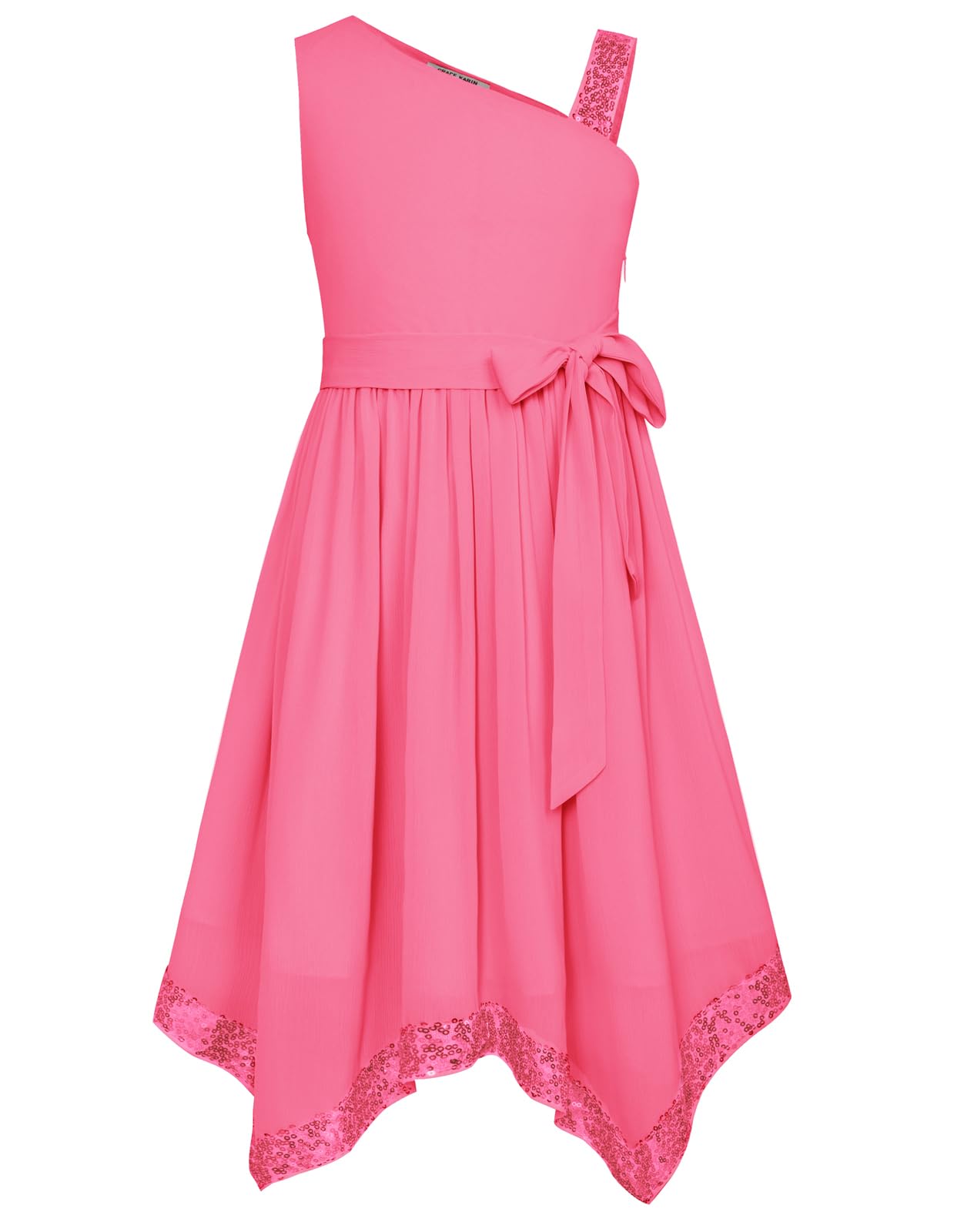 GRACE KARIN Girls One Shoulder Party Dress - Summer Formal Birthday Midi Dress for Ages 5-12 Years | Perfect for Weddings, Parties & Special Occasions