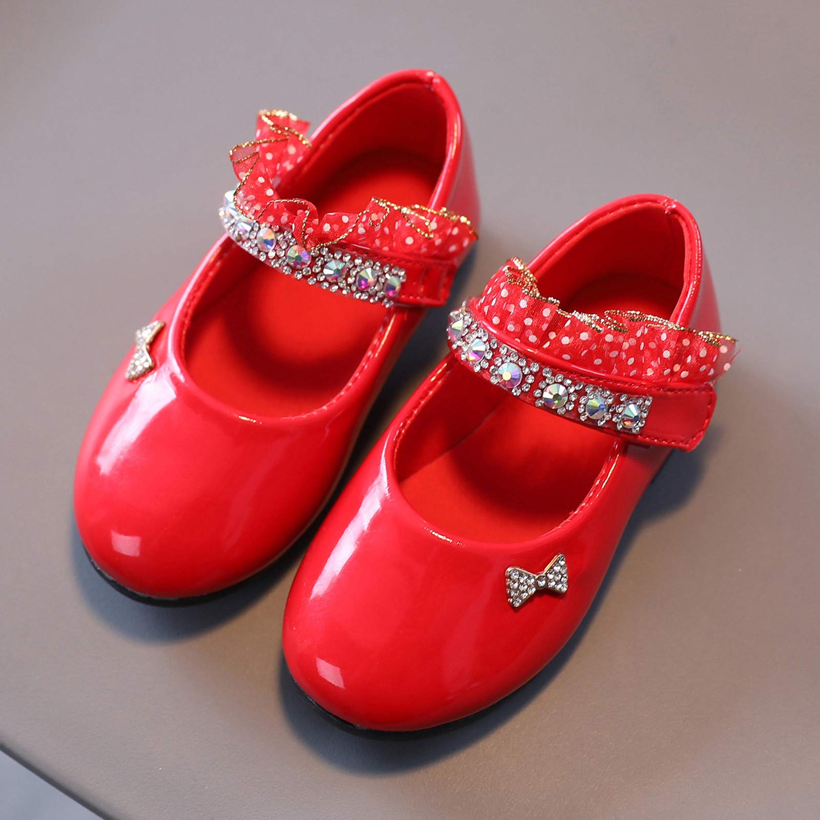 Lykmera Girls' Crystal Sneakers for Toddlers - Princess-Inspired Casual Baby Shoes for Kids (Red, Size 9.5-10 Years) | Perfect for Playdates, Parties & Everyday Wear