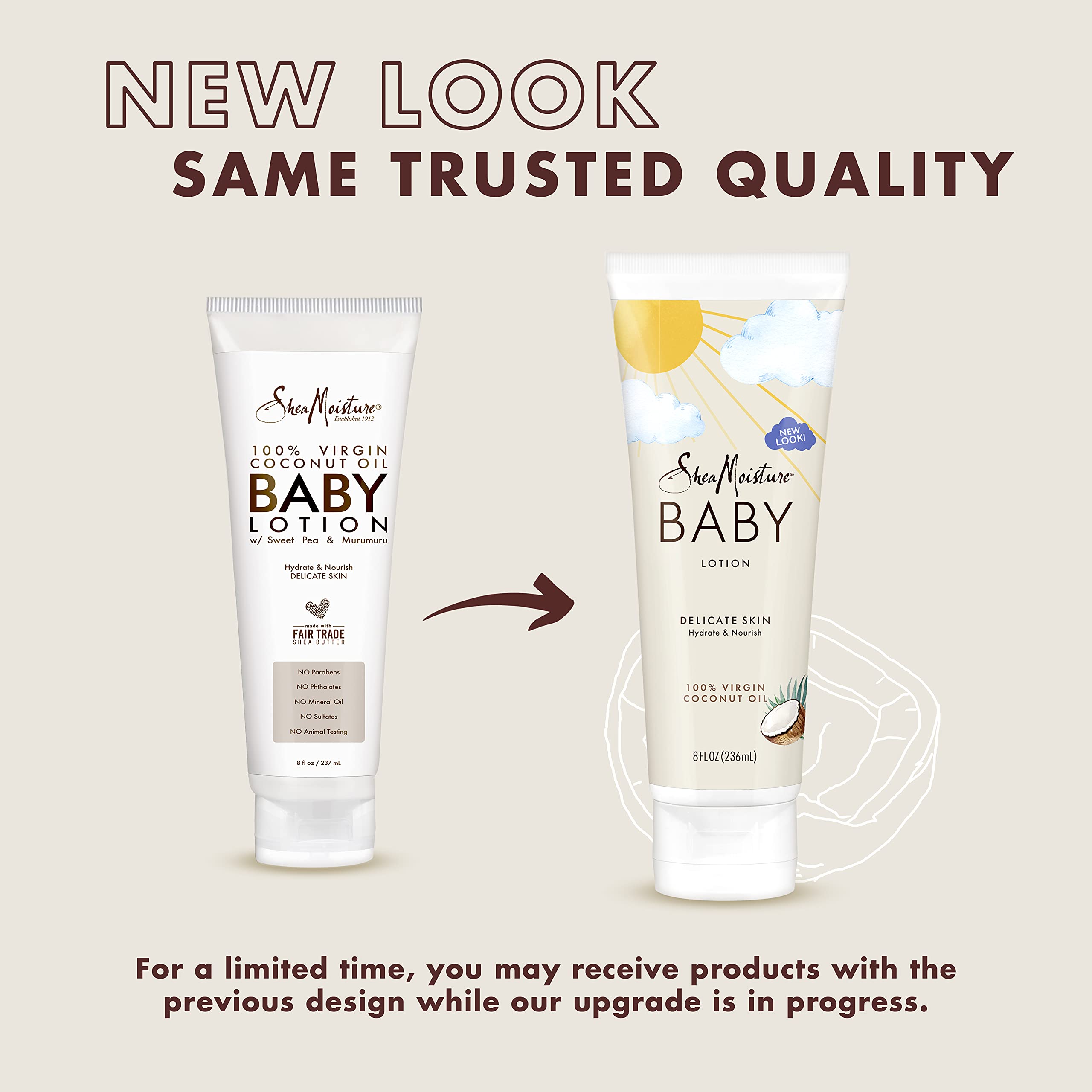 SheaMoisture Baby Lotion with 100% Virgin Coconut Oil - 8 oz Fragrance-Free Baby Moisturizer for Sensitive Skin & Eczema | Gentle Daily Hydration for Newborns, Infants & Toddlers | Perfect for Diaper Changes, After Bath & Bedtime Routine