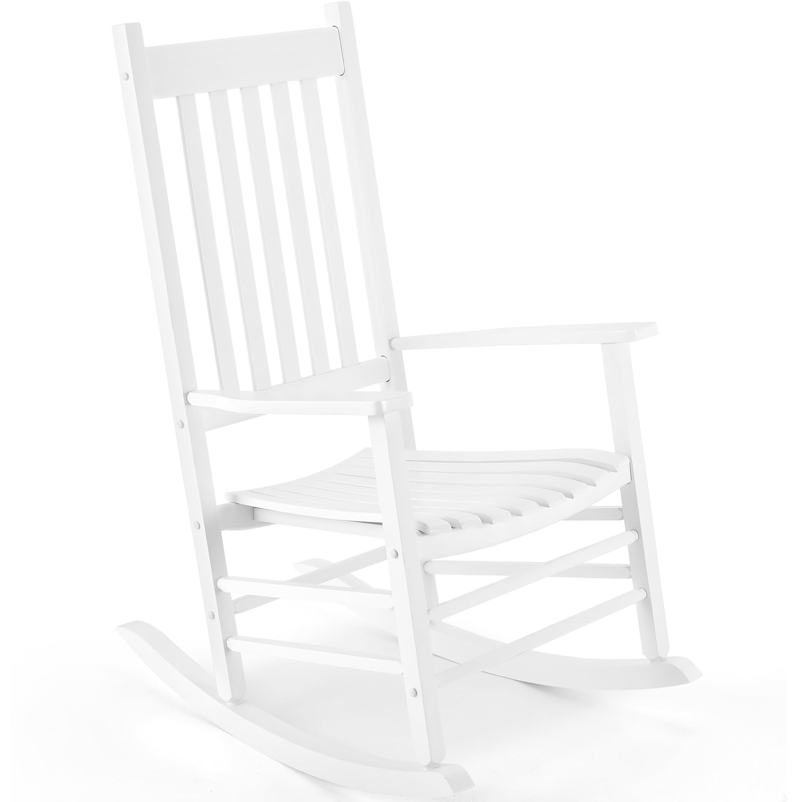 Premium White Wooden Rocking Chair - High Back Oversized Indoor/Outdoor Rocker for Garden, Lawn, Balcony, Backyard & Porch | Easy Assembly & Comfortable Seating | Perfect for Relaxing, Reading & Enjoying Nature