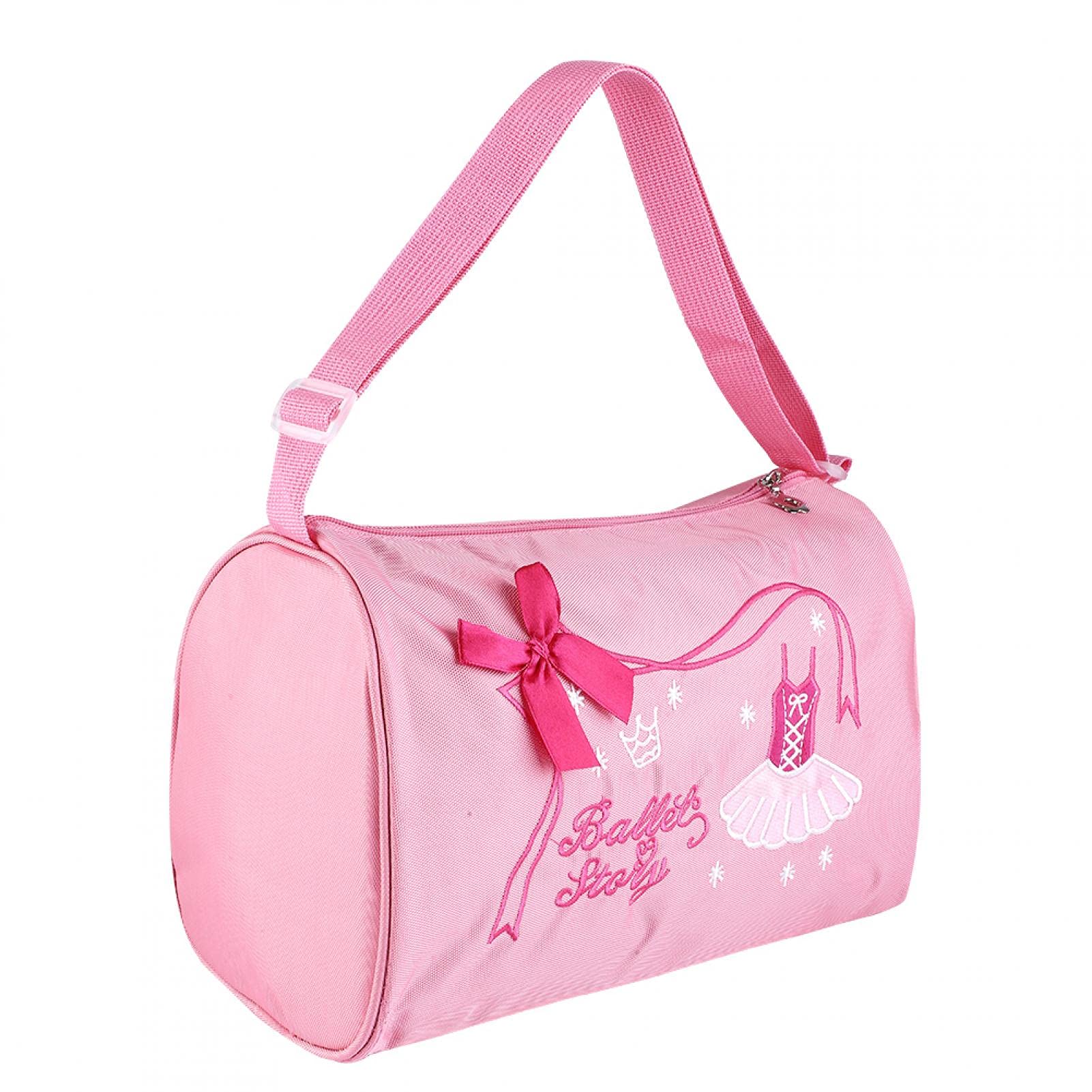 **Girls Ballet Dance Bag with Adjustable Straps - Large Capacity Embroidered Tote Backpack for Kids Ballet, Swim & Dance Class (Pink) - Perfect for Dance Recitals, Ballet Practice & Swimming Lessons**