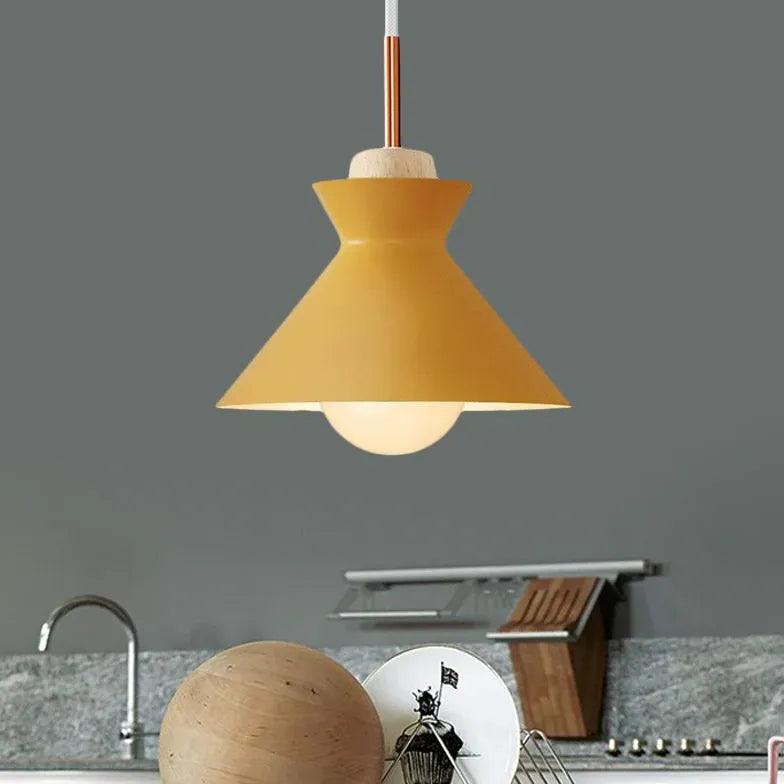 Modern Yellow Trumpet Pendant Light - Elegant Ceiling Lighting for Dining Room, Kitchen, or Bedroom Decor