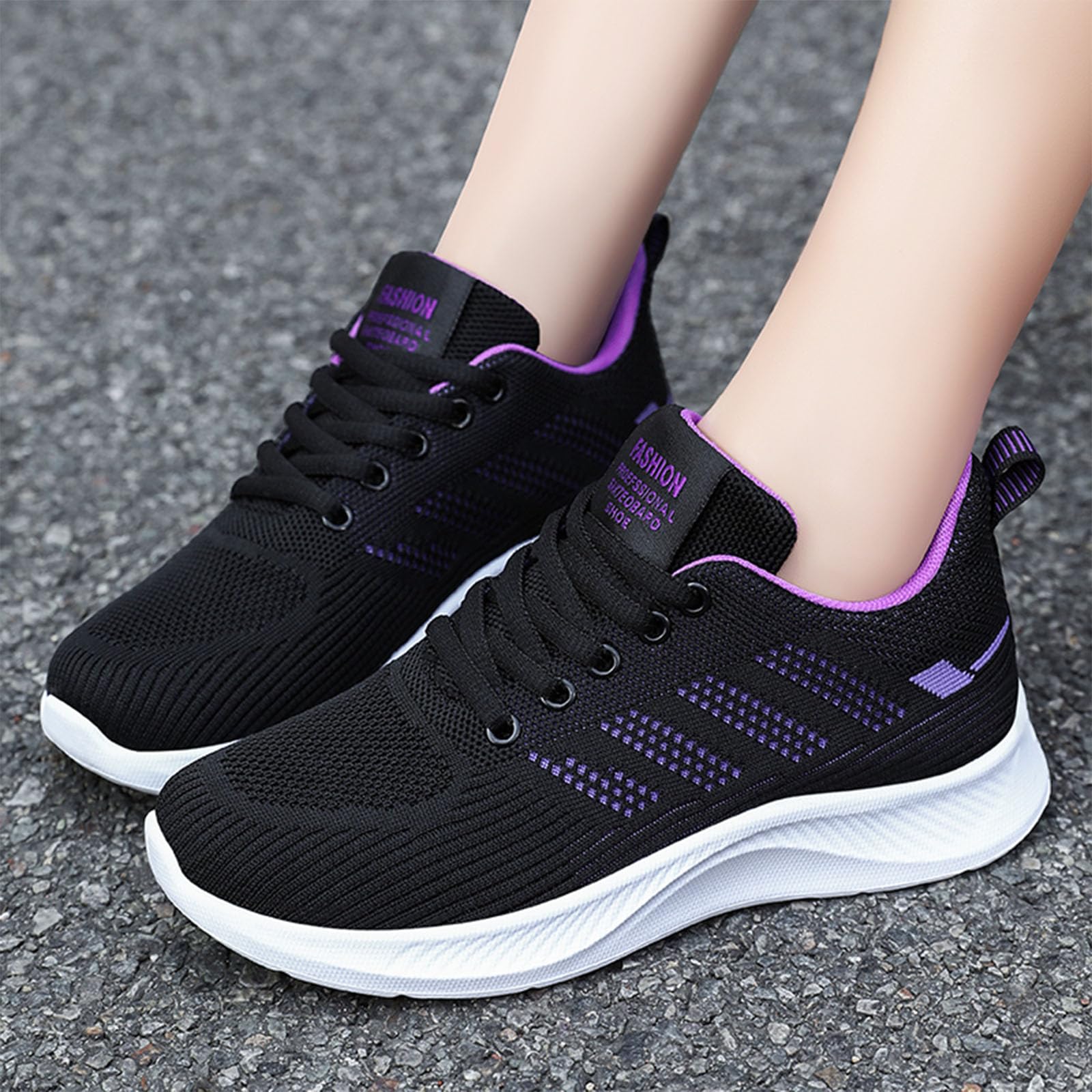 Women's Ultra-Light Stretchy Knit Platform Orthopedic Sneakers - Comfortable Lace-Up Non-Slip Walking Shoes for Height Increase | Fashionable Slip-On Casual Shoes for Moms | Perfect for Daily Wear, Work & Travel