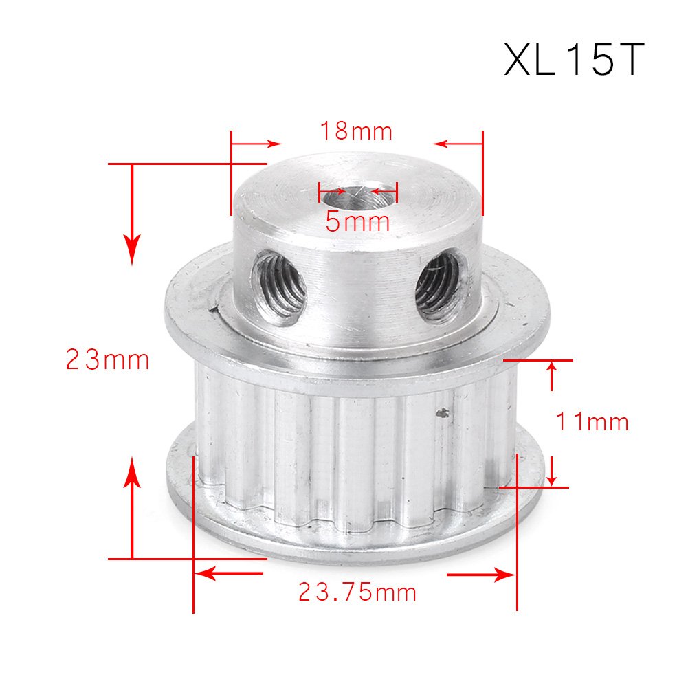 High-Quality Aluminum Timing Pulley - 5mm Bore, XL15 Teeth, Fits 10mm Width Belt - Perfect for 3D Printers, CNC Machines & Robotics Projects