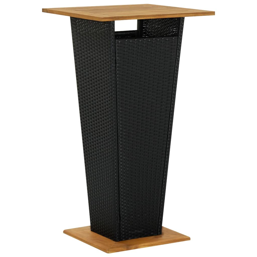 Premium 3-Piece Patio Bar Set with Cushions - Black Poly Rattan, Powder-Coated Steel Frame & Acacia Wood - Outdoor Furniture for Garden, Deck, Backyard - Perfect for Entertaining, Lounging & Outdoor Dining