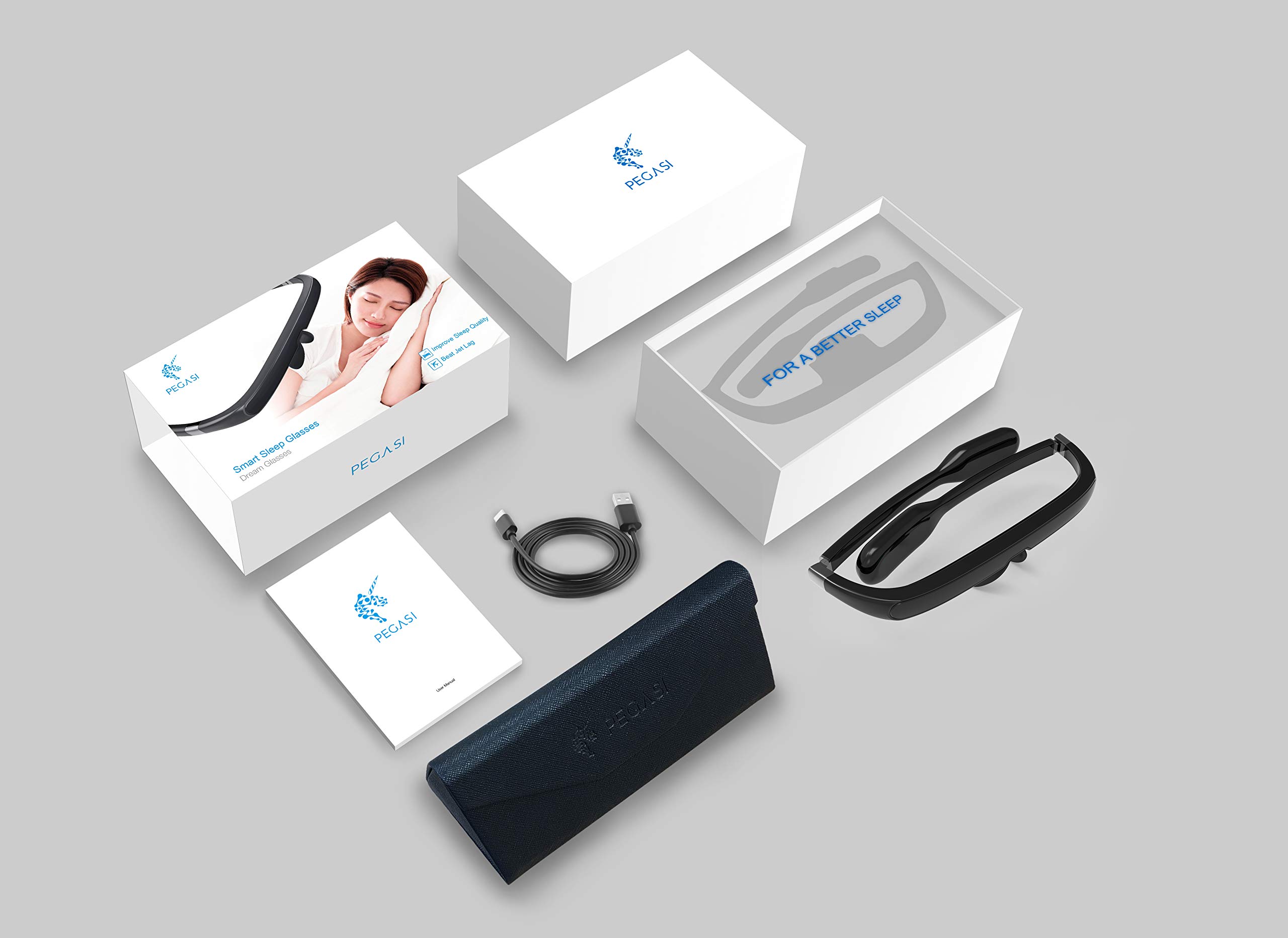 PEGASI 2 Smart Light Therapy Glasses for Sleep Improvement - Feather-Light Design, Energy Booster, Jet Lag Relief with Travel Case - Perfect for Travelers, Shift Workers & Insomnia Sufferers
