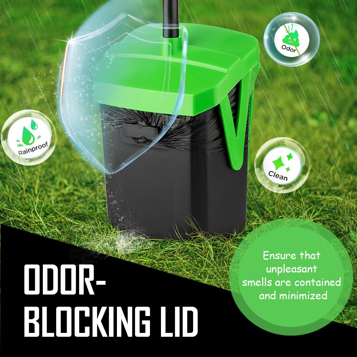 Premium Dog Pooper Scooper with Swivel Bin & Rake - Includes 20 Waste Bags - Bag Attachment for Large, Medium & Small Dogs - Leak-Proof Lid for Lawn, Yard & Kennel - Ideal for Pet Waste Cleanup & Outdoor Maintenance