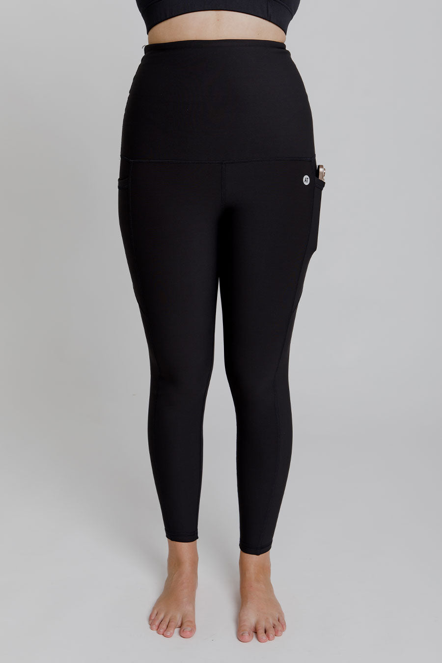 Thermal Postpartum Leggings with Pockets for Women - Black | High Waisted Maternity Recovery & Nursing Leggings for Comfort & Warmth | Perfect for Post Pregnancy, Winter & Everyday Wear