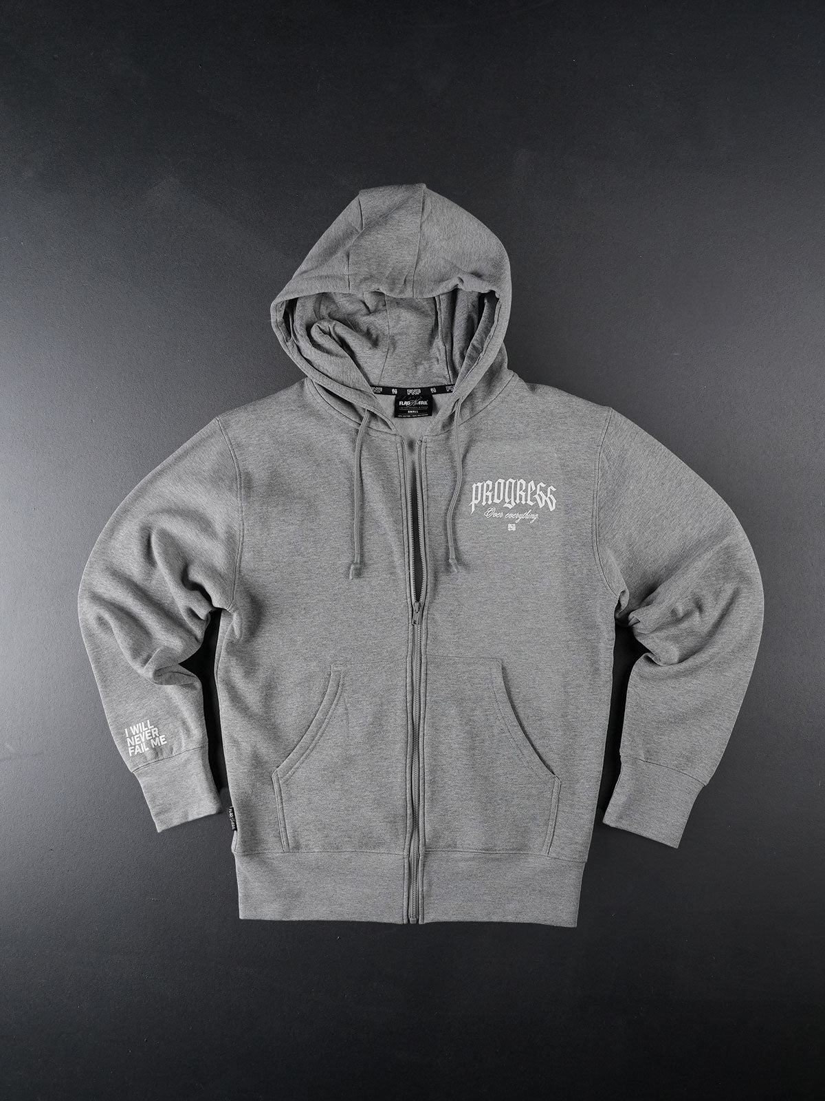 PROGRESS Zip Up Hoodie - Grey | Men's & Women's Casual Pullover for Gym, Running & Everyday Wear