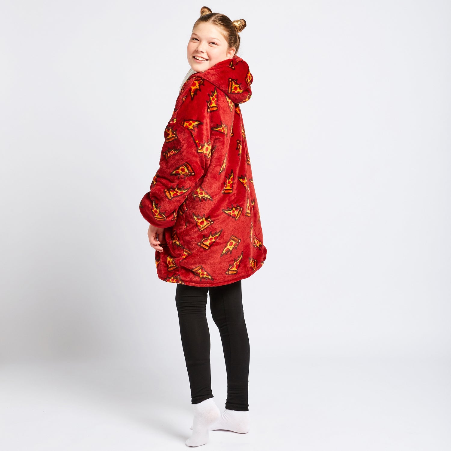Kids Pizza Oodie - Cozy Fleece Hoodie Blanket for Boys & Girls | Perfect for Sleepovers, Movie Nights & Winter Comfort